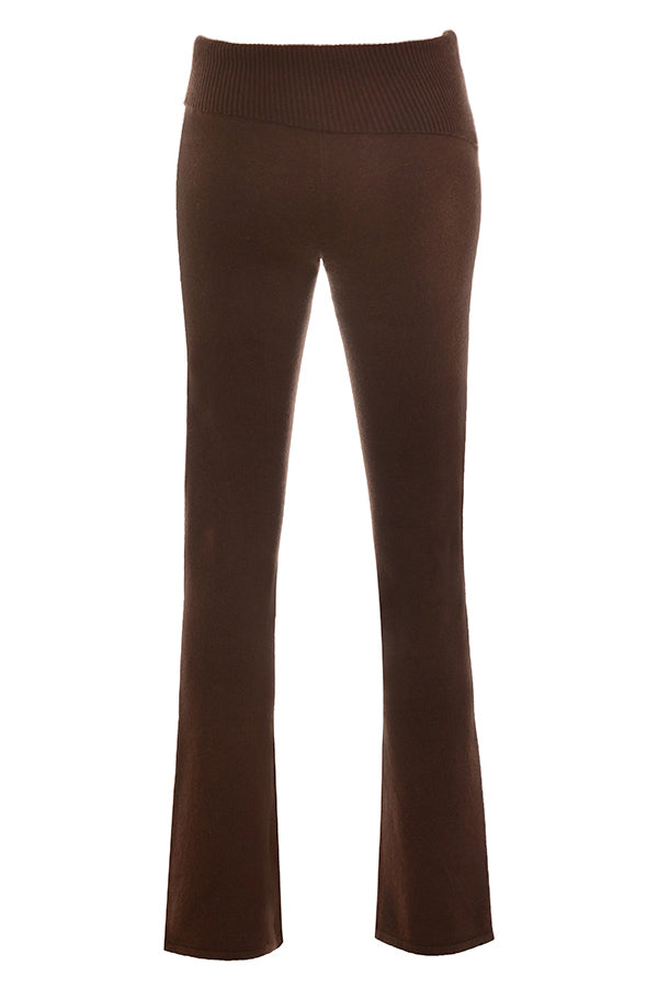 Round neck top and trousers in chocolate cashmere blend