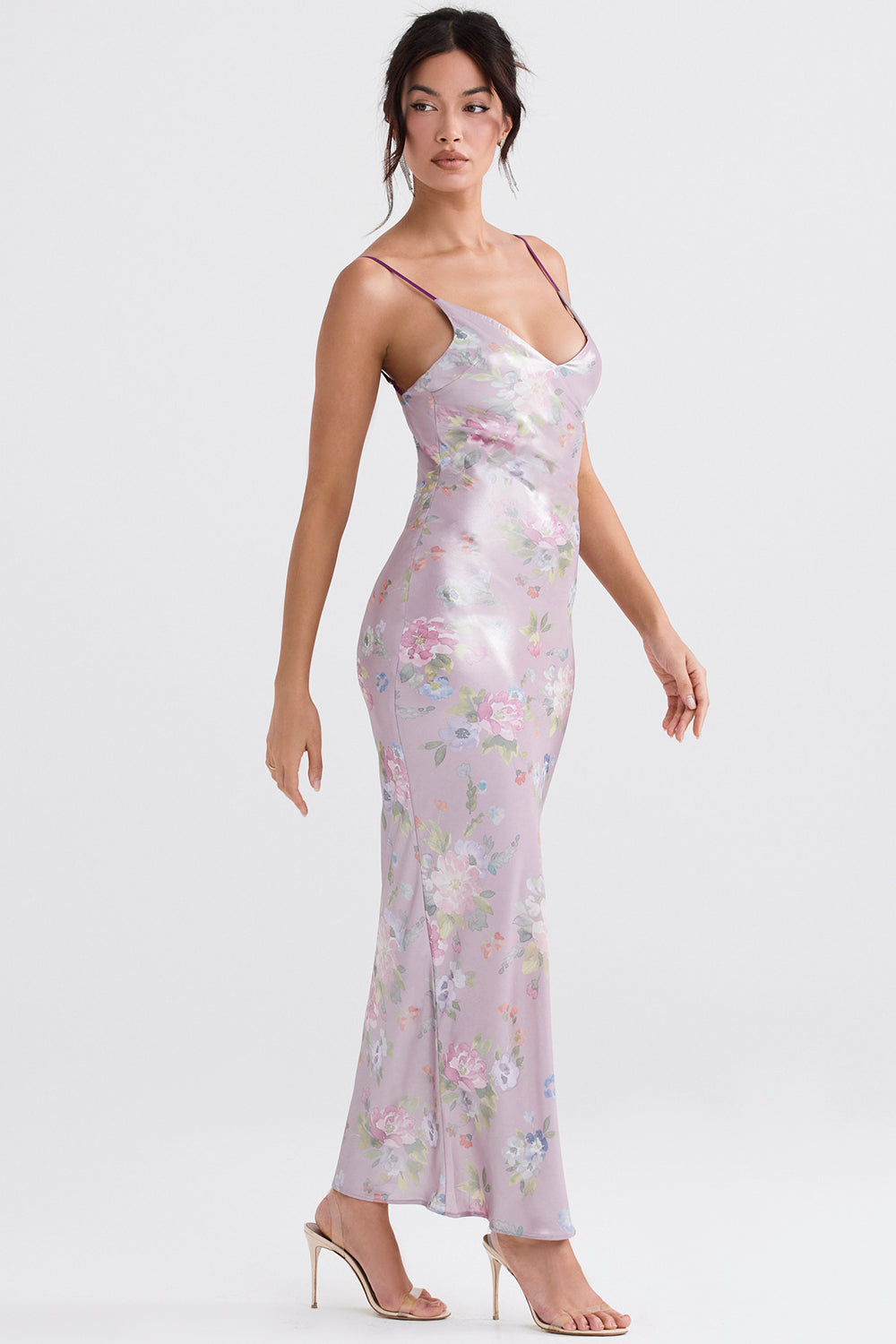 Mauve maxi dress with flowers