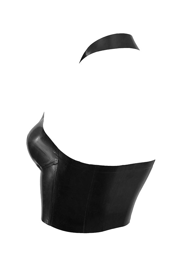 Black latex halter top