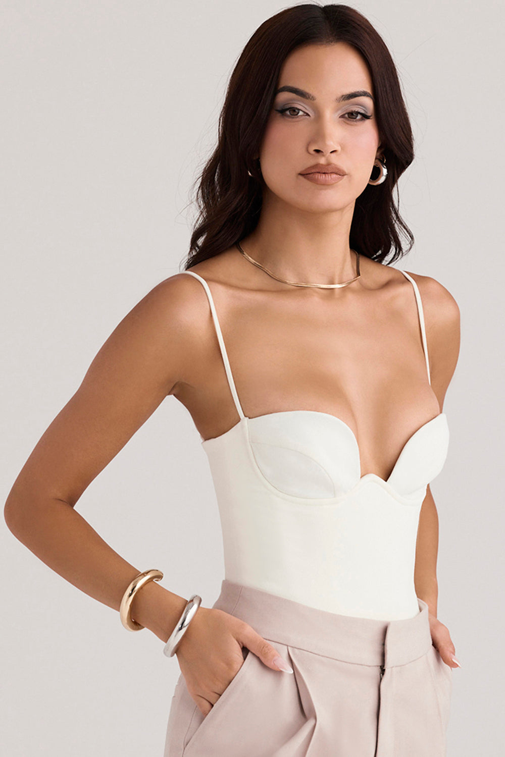 Ivory colored bodysuit with underwire