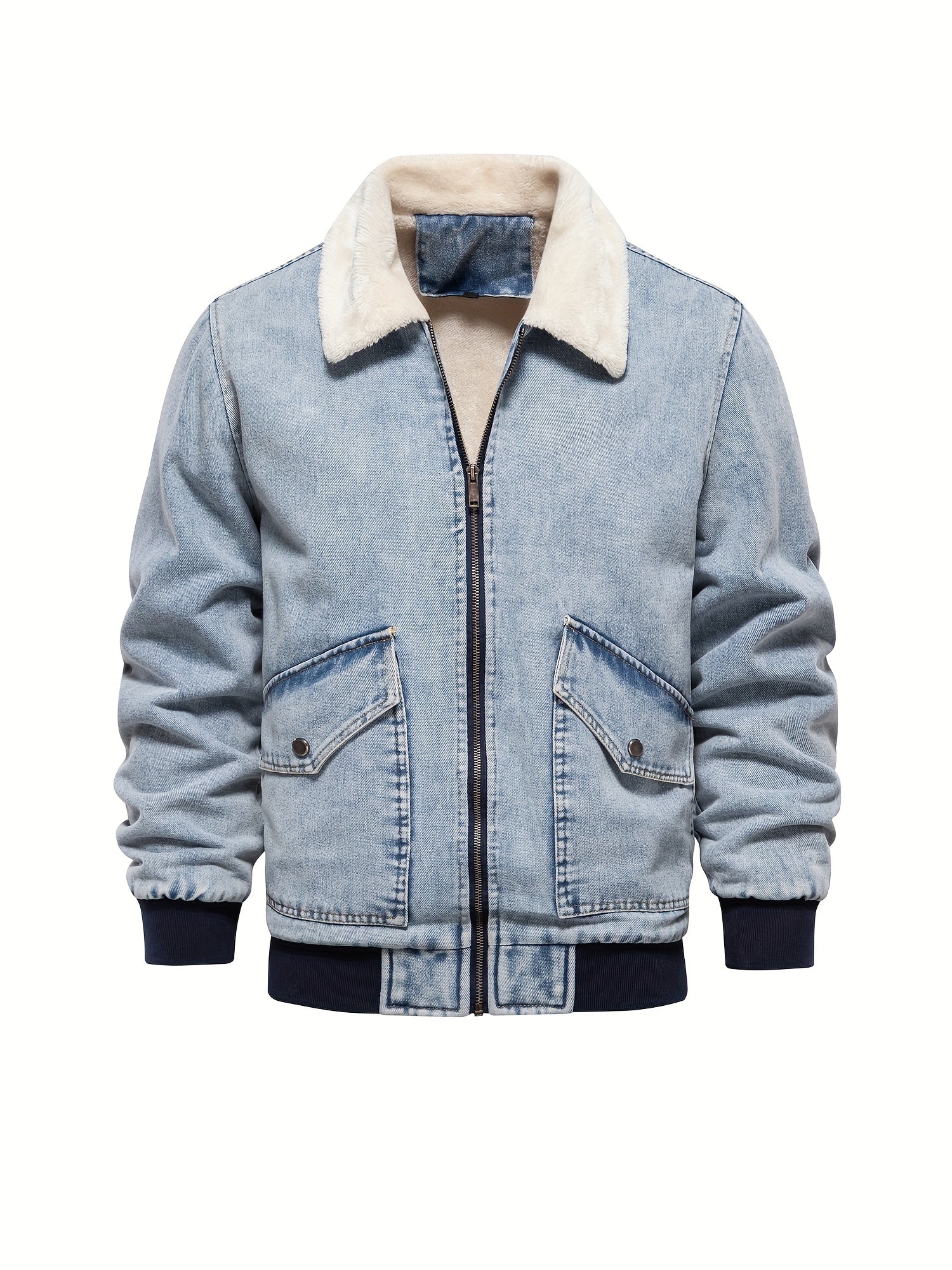 Men's denim fleece jacket