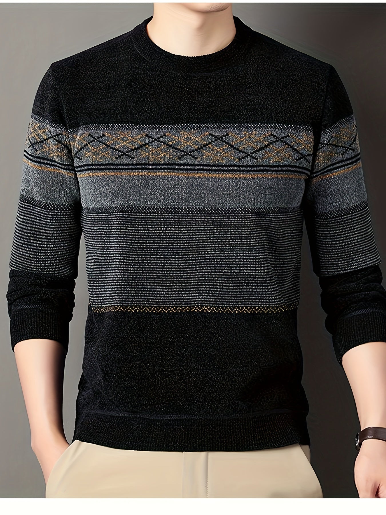 Retro knitted sweater for men