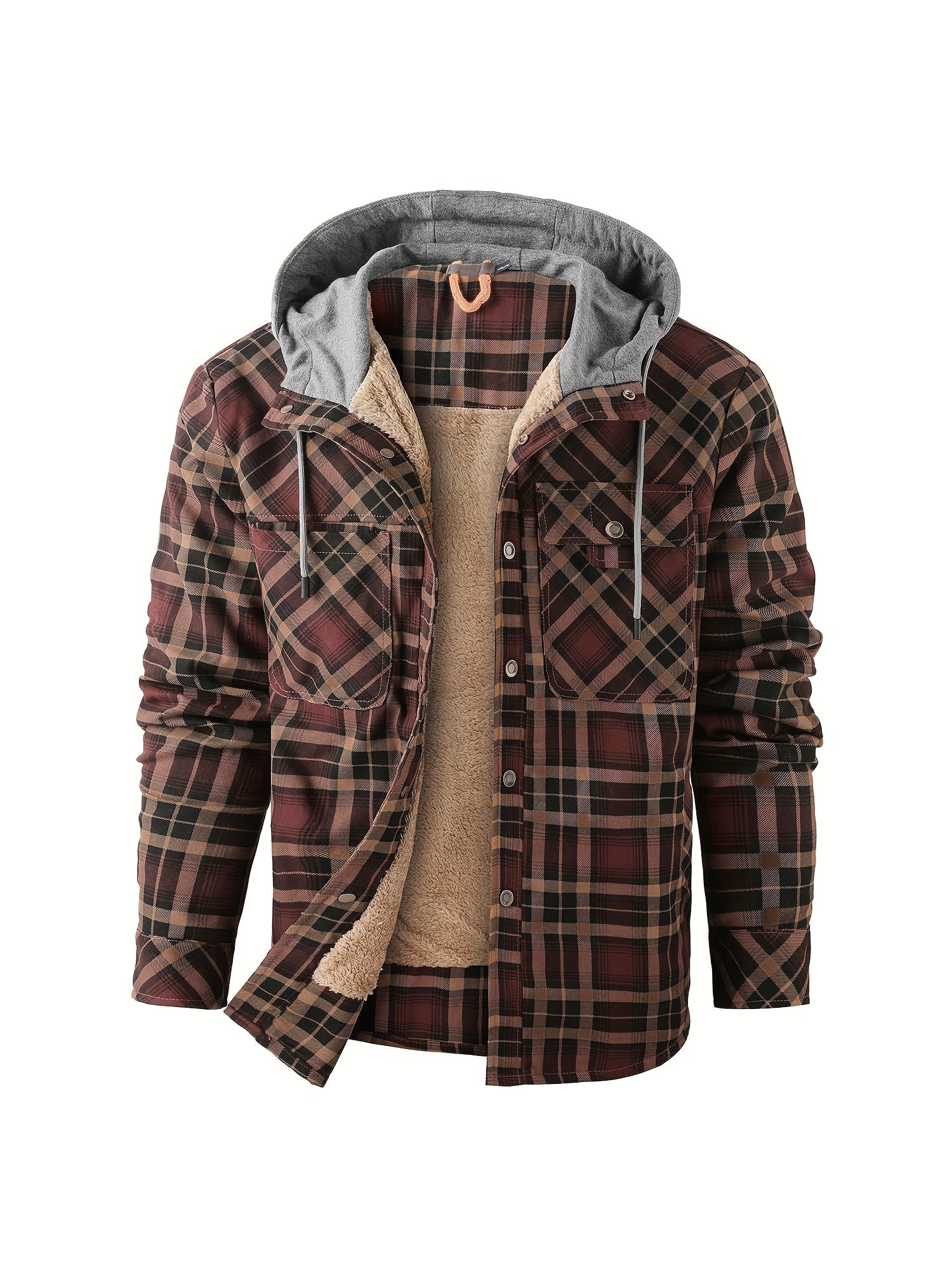 Warm fleece hoodie in checked retro style