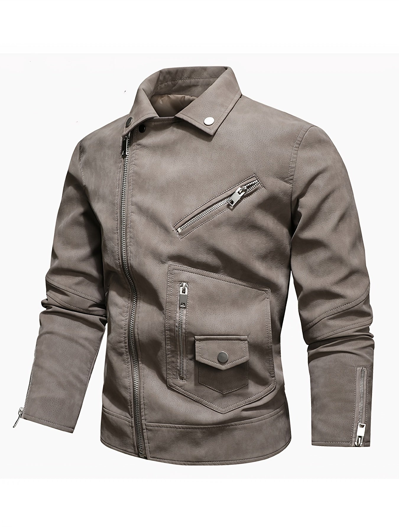 Warm leather jacket for men