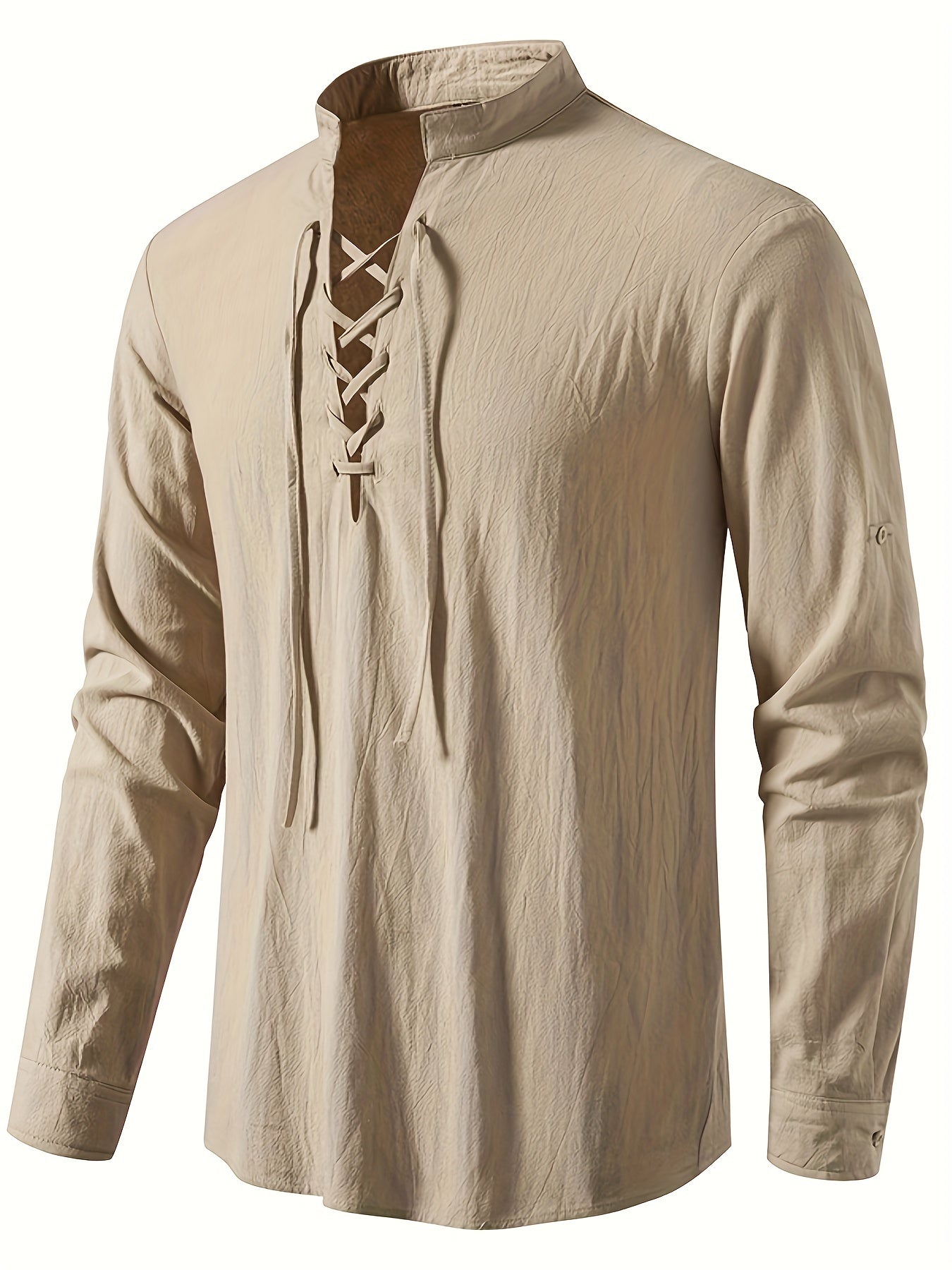 Casual Henley T-shirt with long sleeves