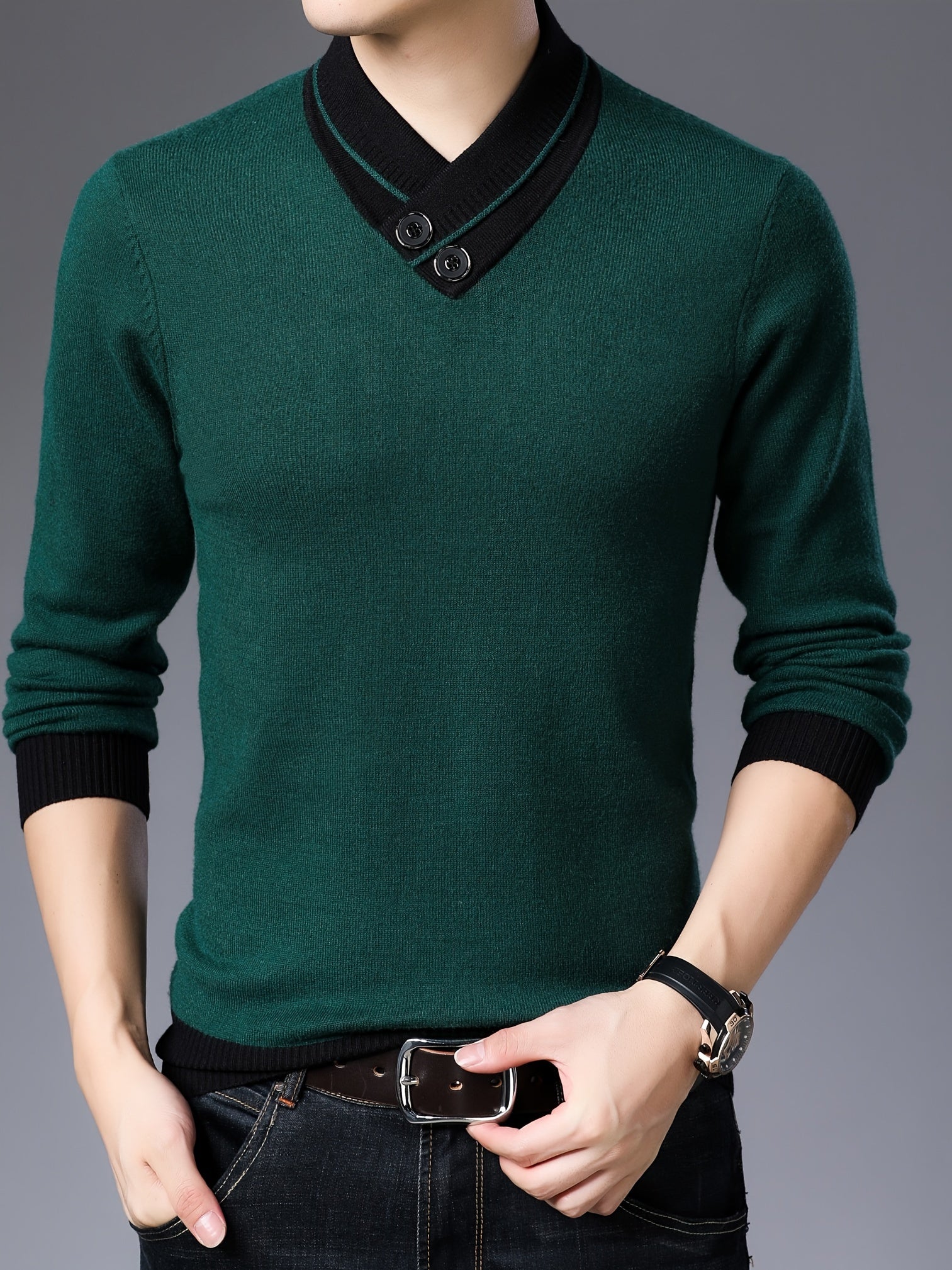 Shawl collar sweater for men