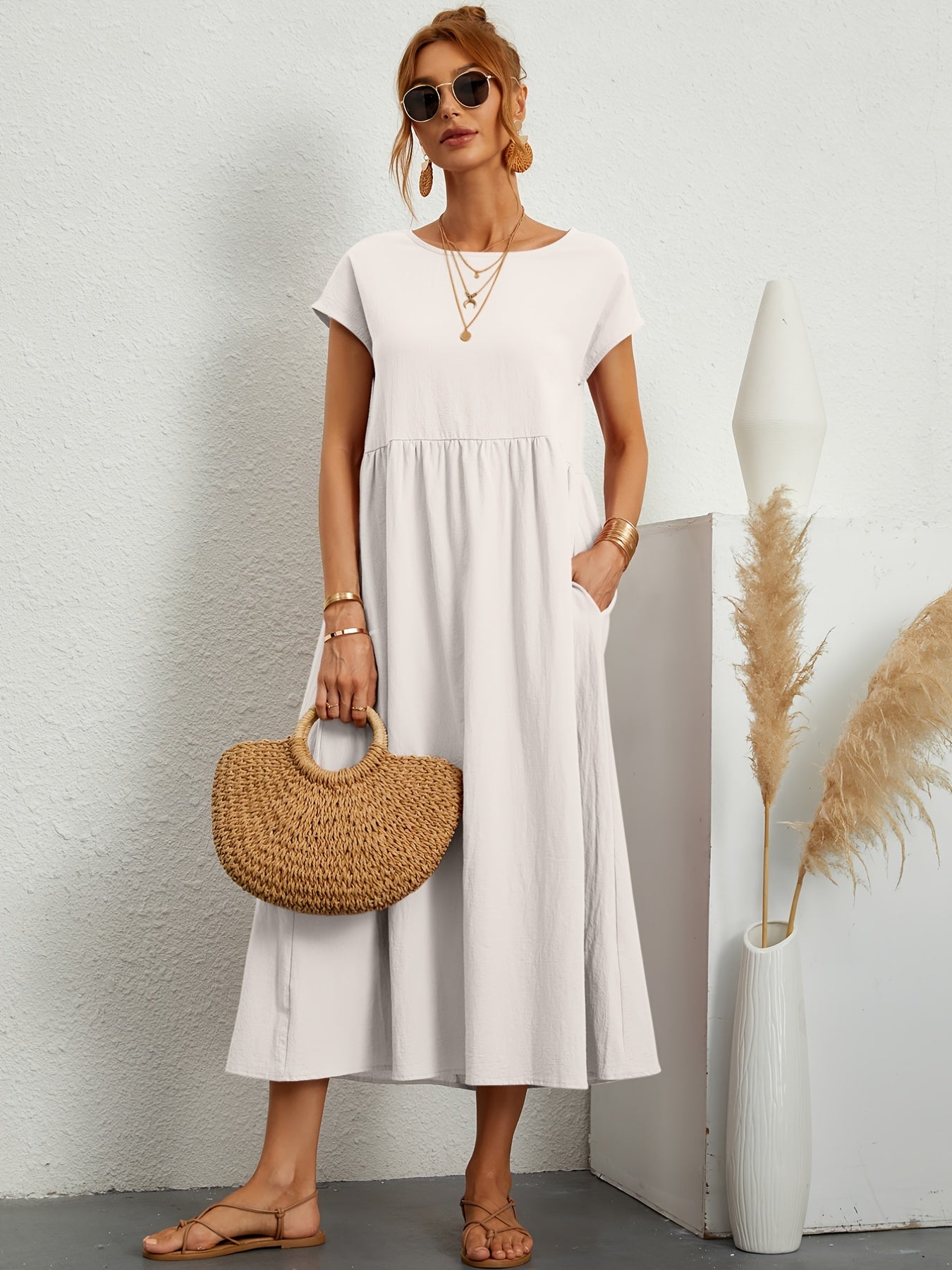 casual summer dress with loose pockets