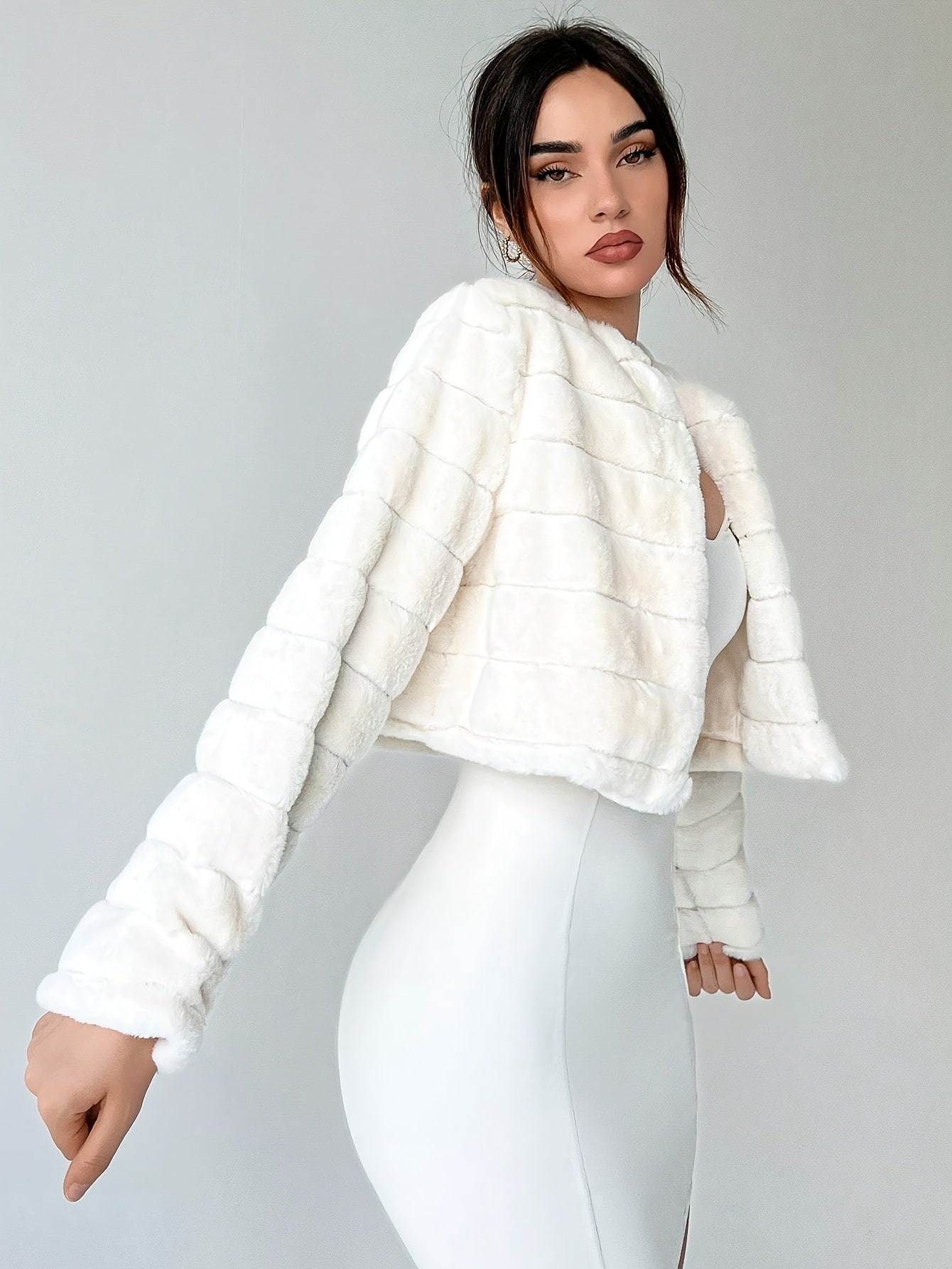 Plush coat with open front