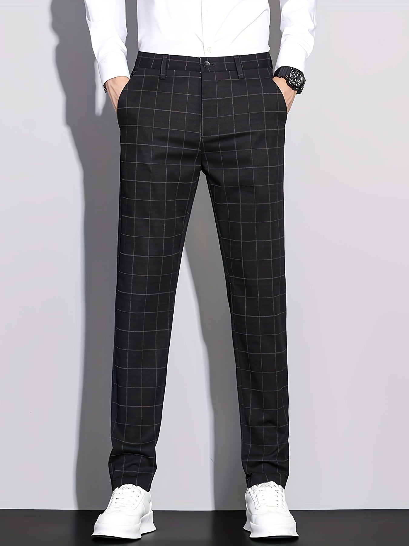 Retro checked men's trousers