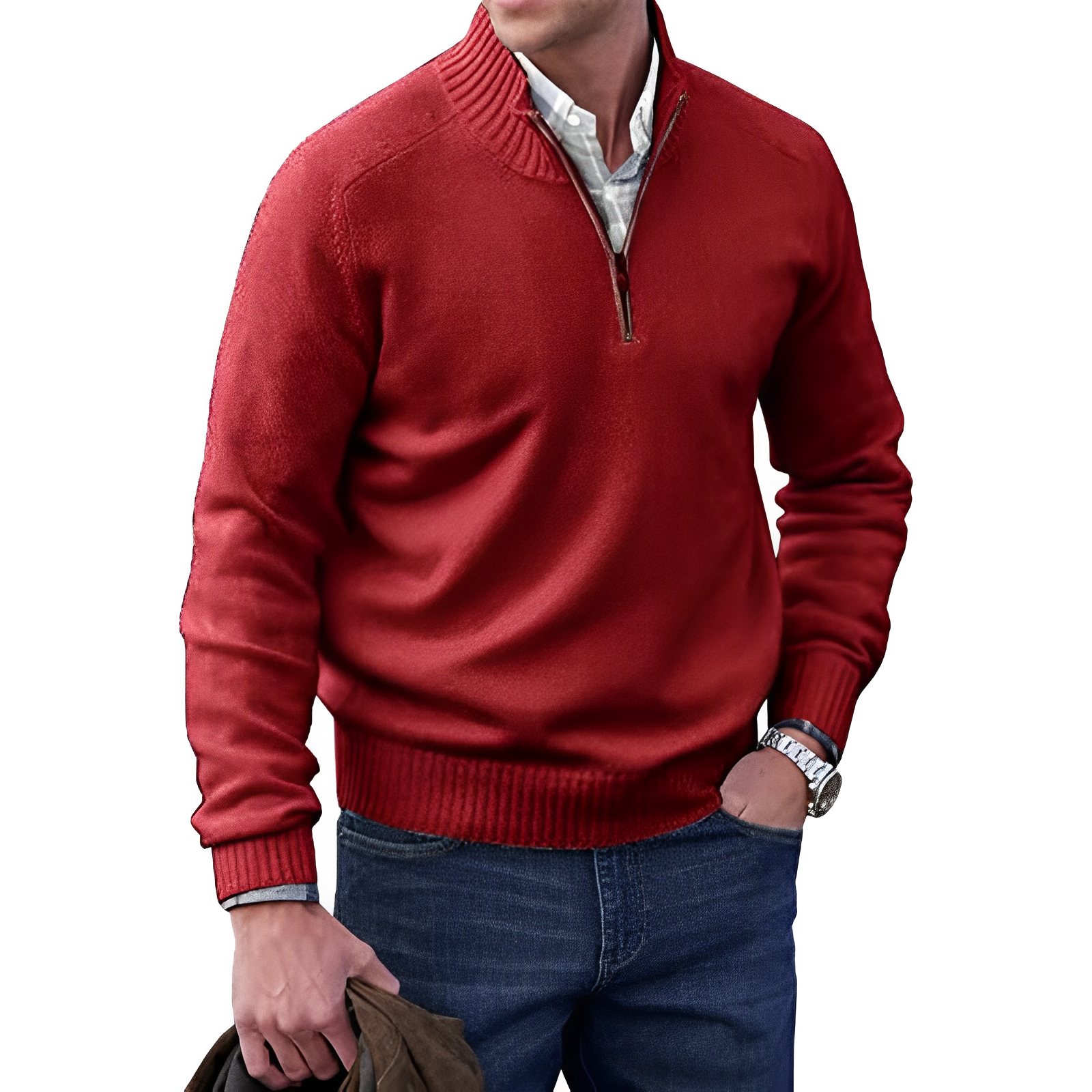 Cashmere zipper sweater for men