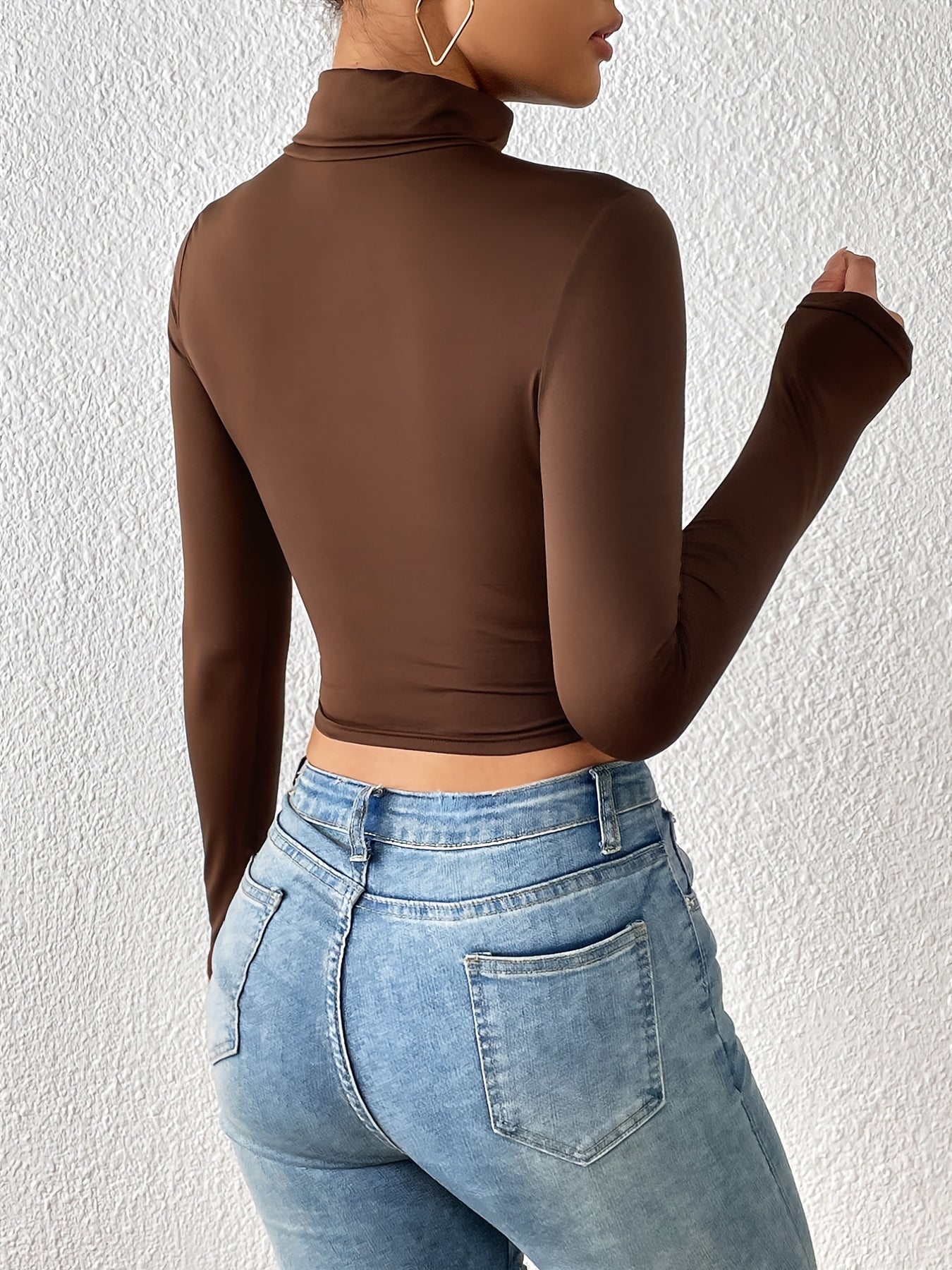 Skinny crop T-shirt with turtleneck