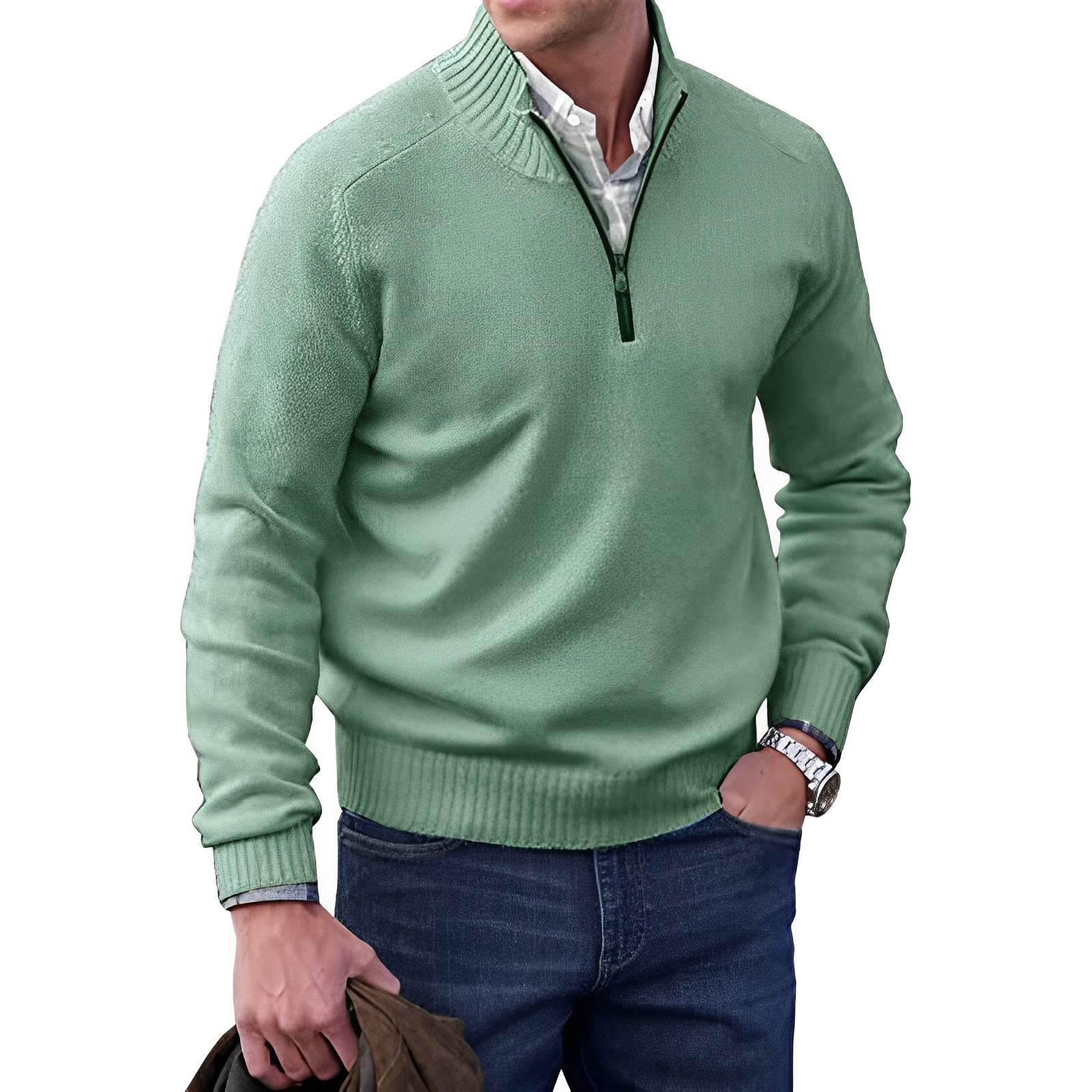 Cashmere zipper sweater for men