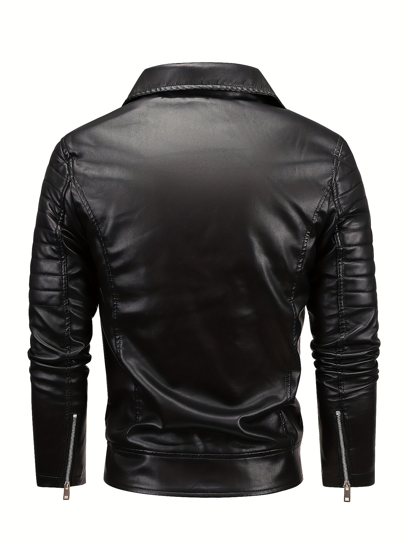 Warm thick leather biker jacket