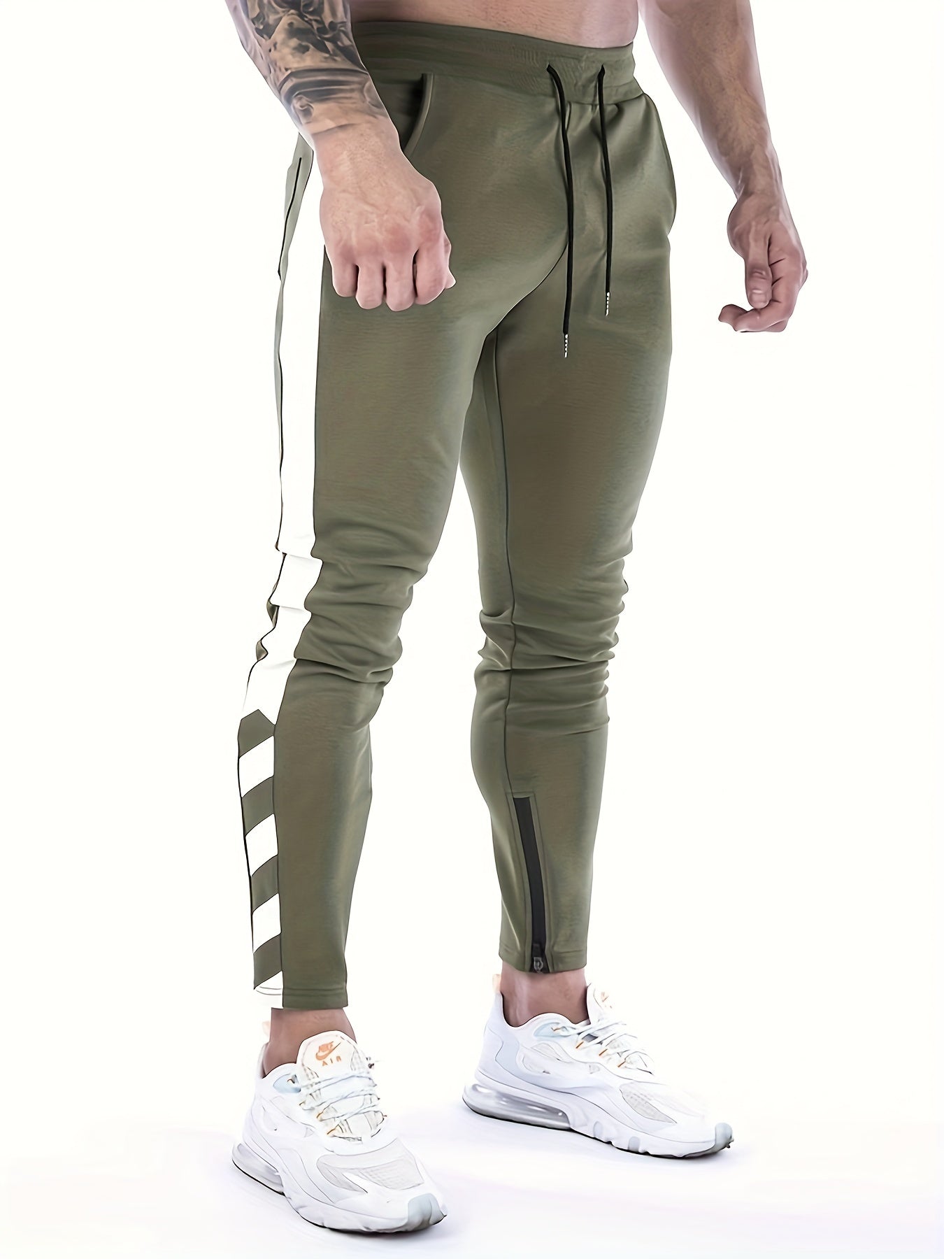 Casual sports pants with elastic waist and drawstring