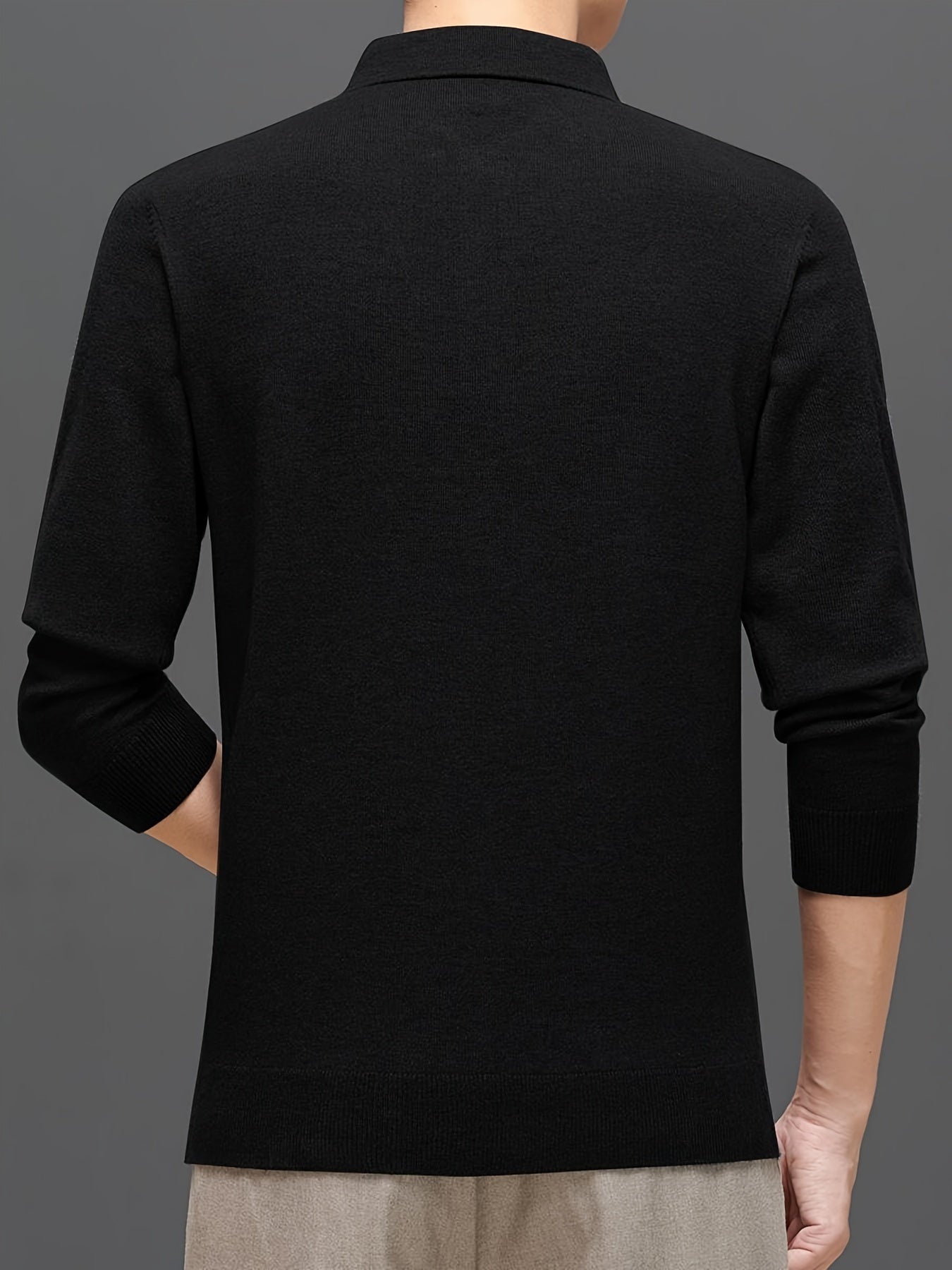 Lapel sweater with high stretch for men