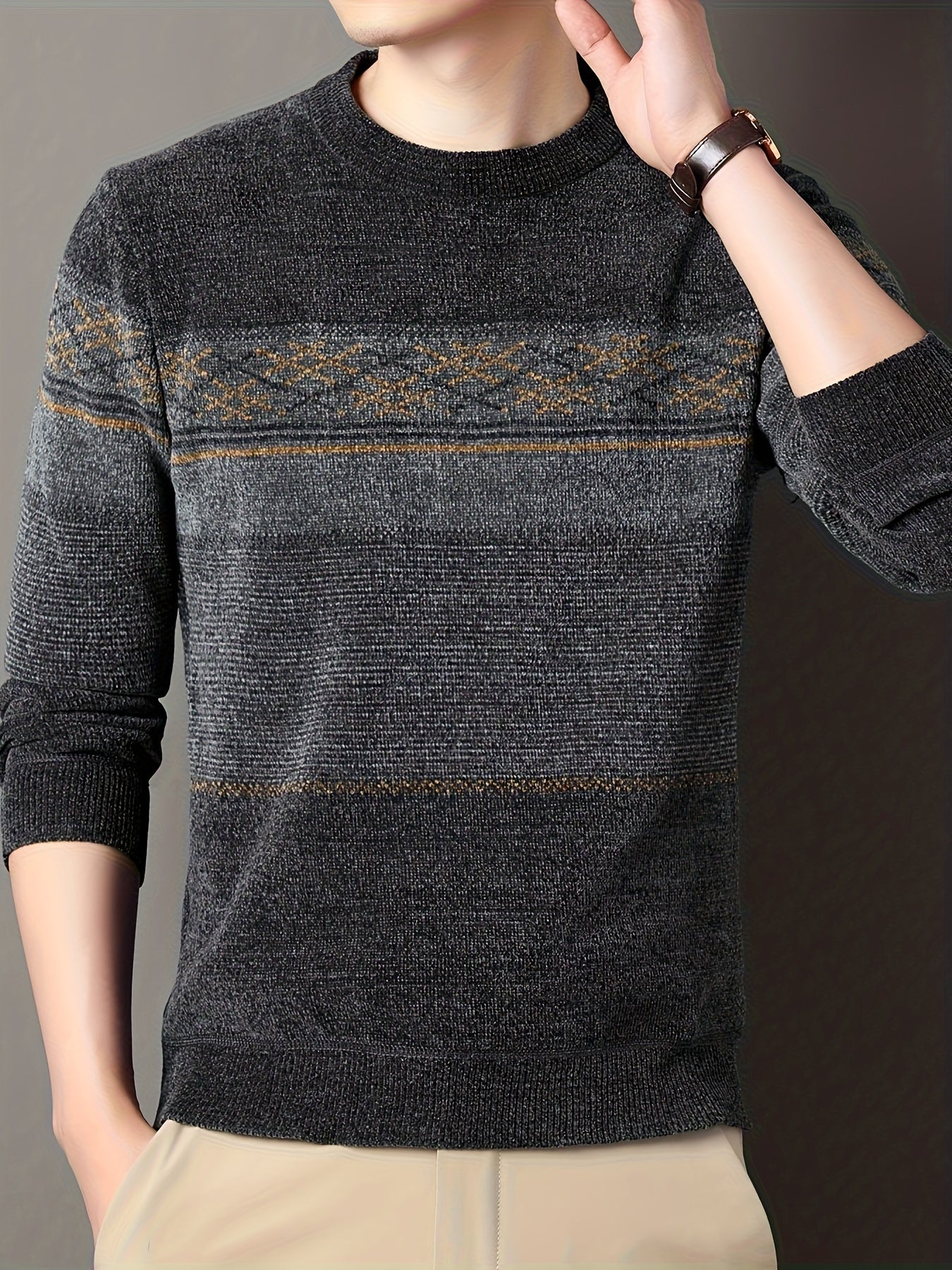 Retro knitted sweater for men