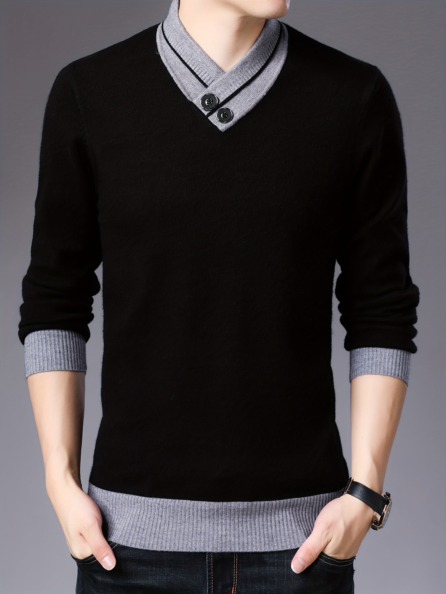 Shawl collar sweater for men