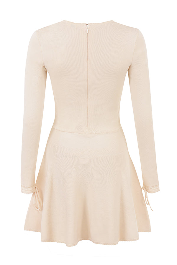 Cream graceful knitted mini dress