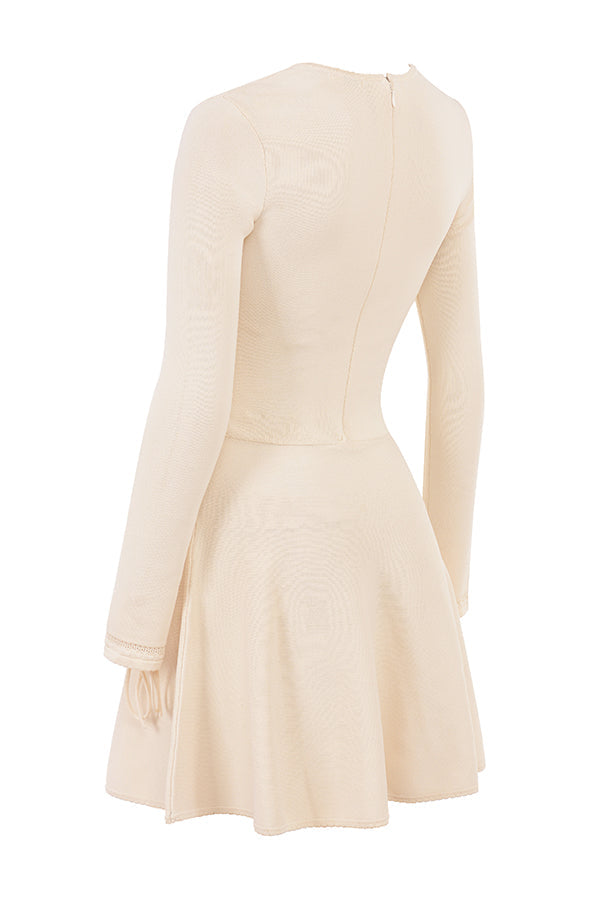 Cream graceful knitted mini dress