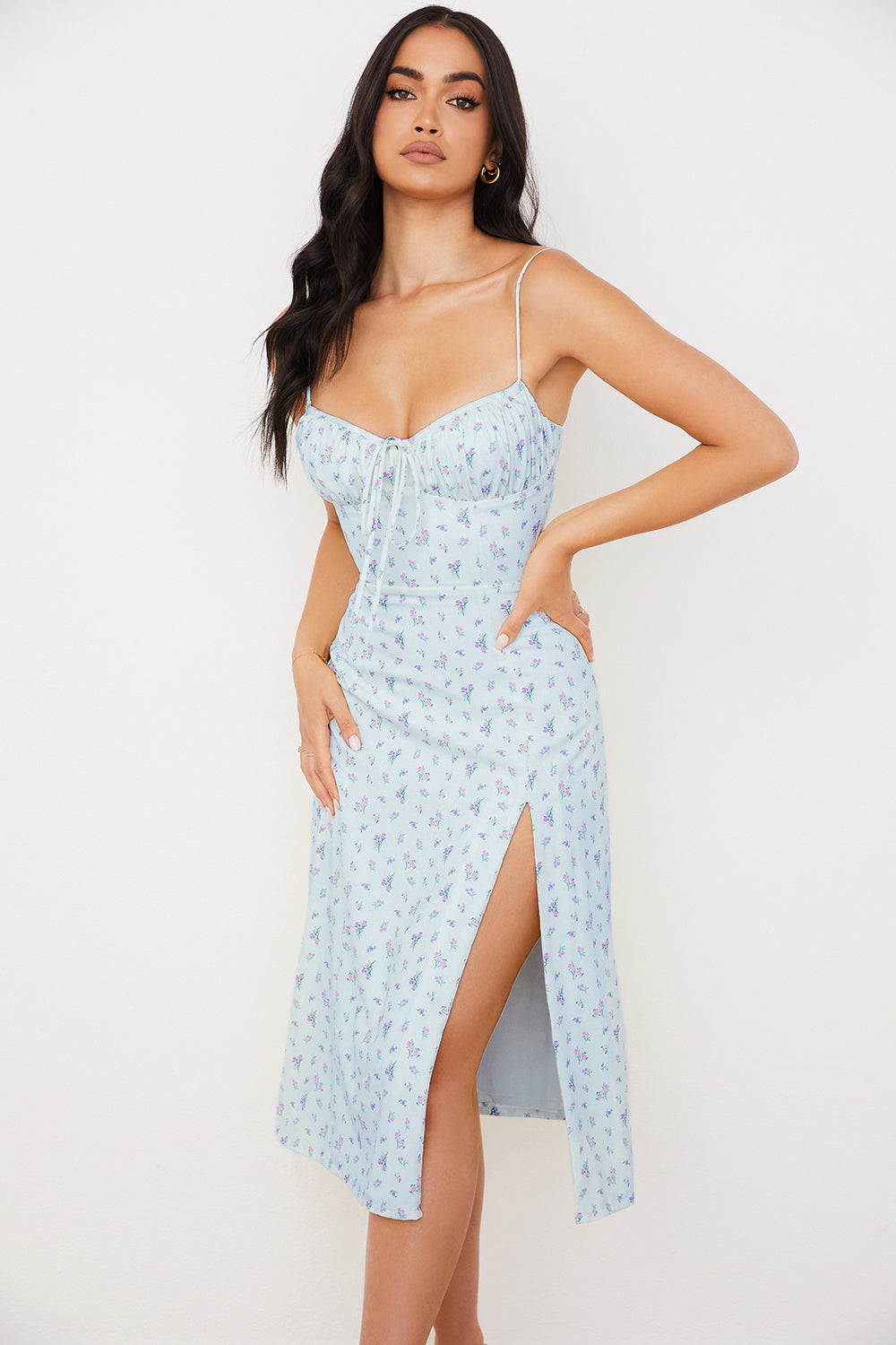 Floral bustier midi dress