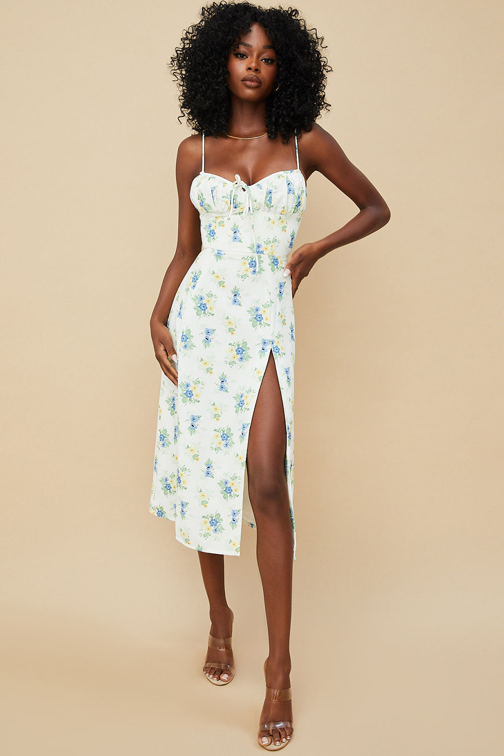 Floral bustier midi dress