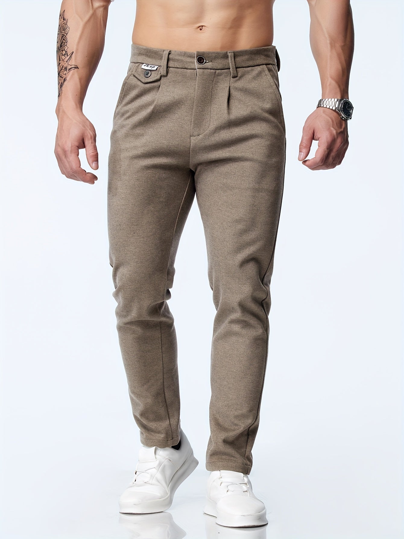 Casual straight stretch trousers for men