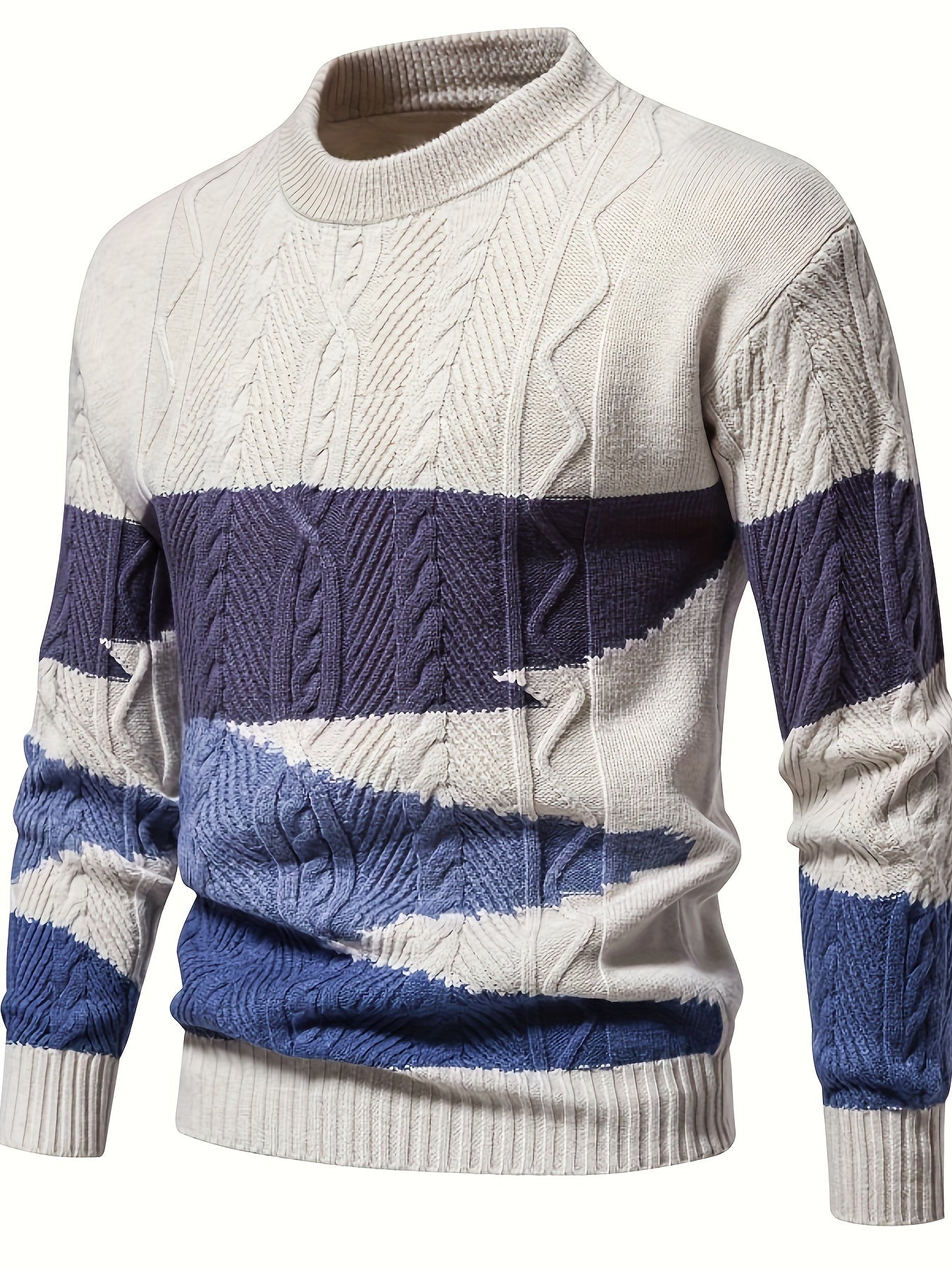 Knitted sweater with stripes for men