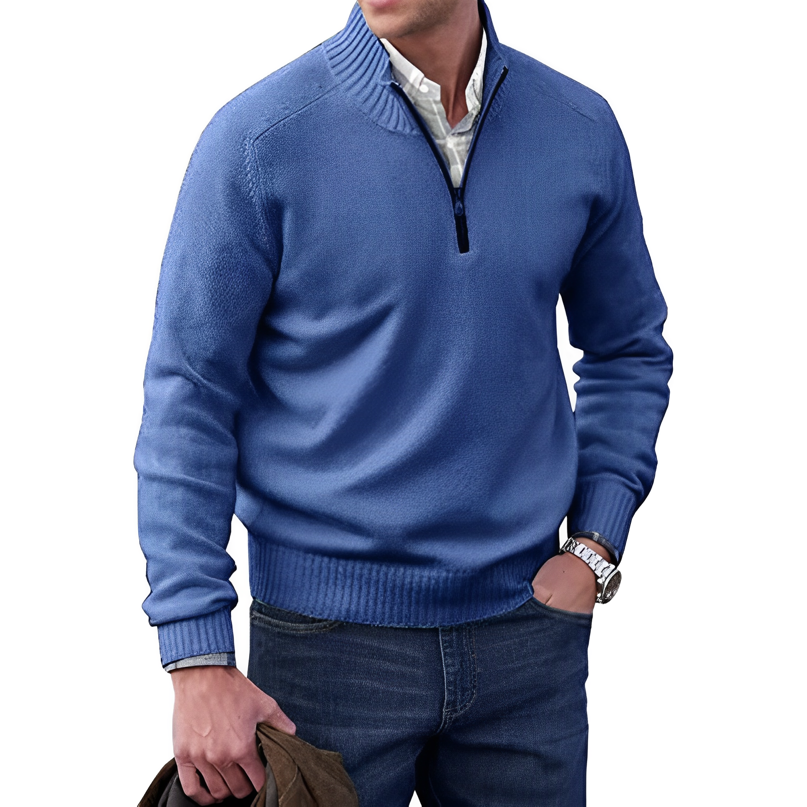 Cashmere zipper sweater for men