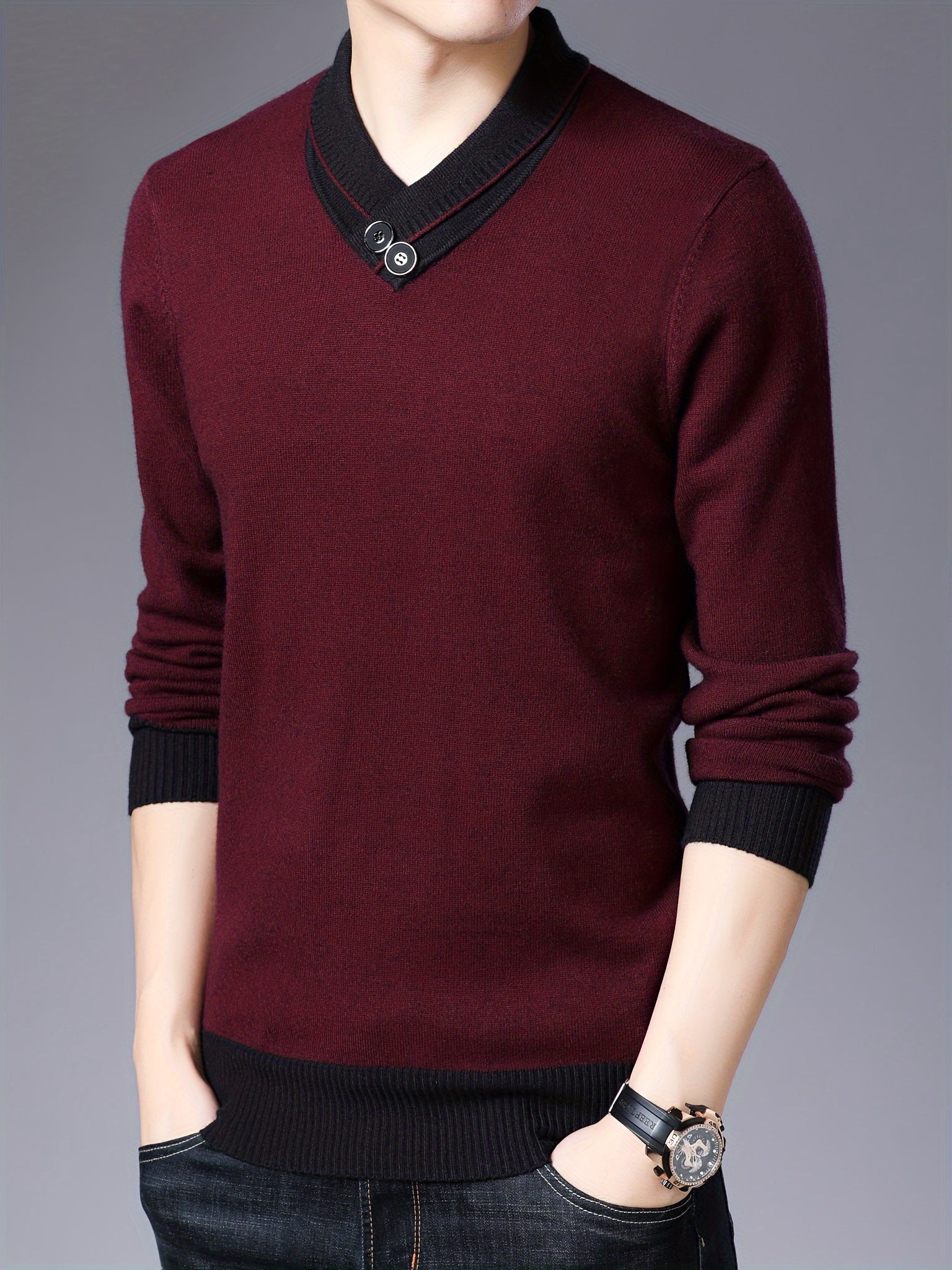 Shawl collar sweater for men