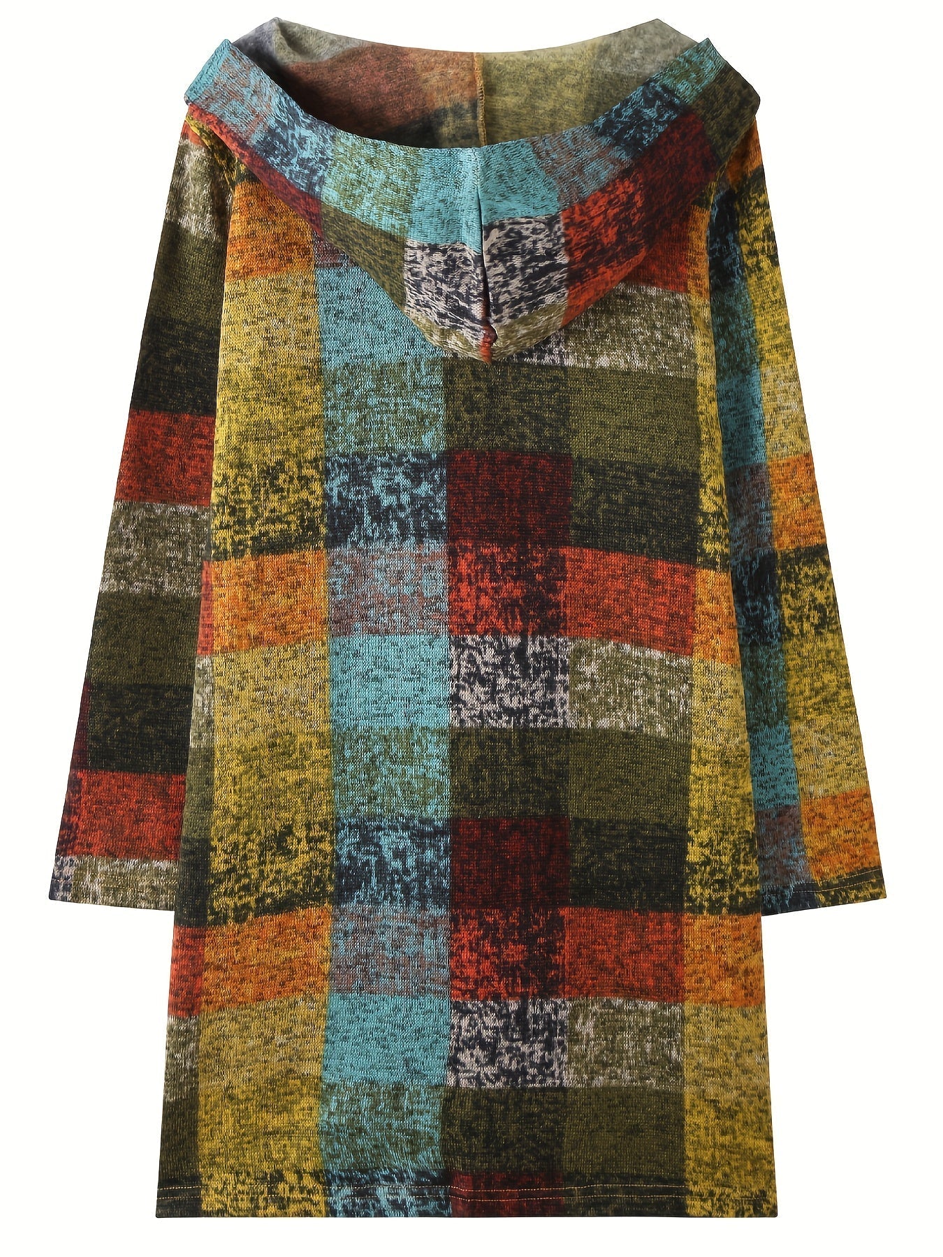 Colorful block cardigan with hood