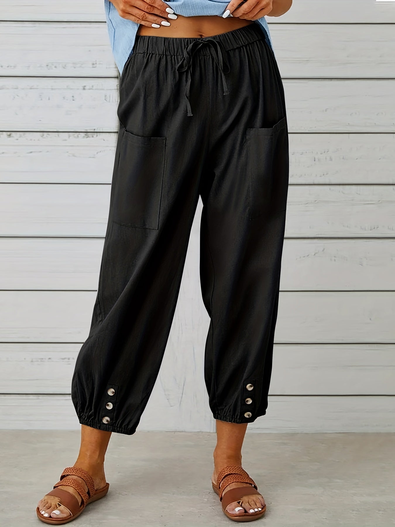 Patched crop pants for women