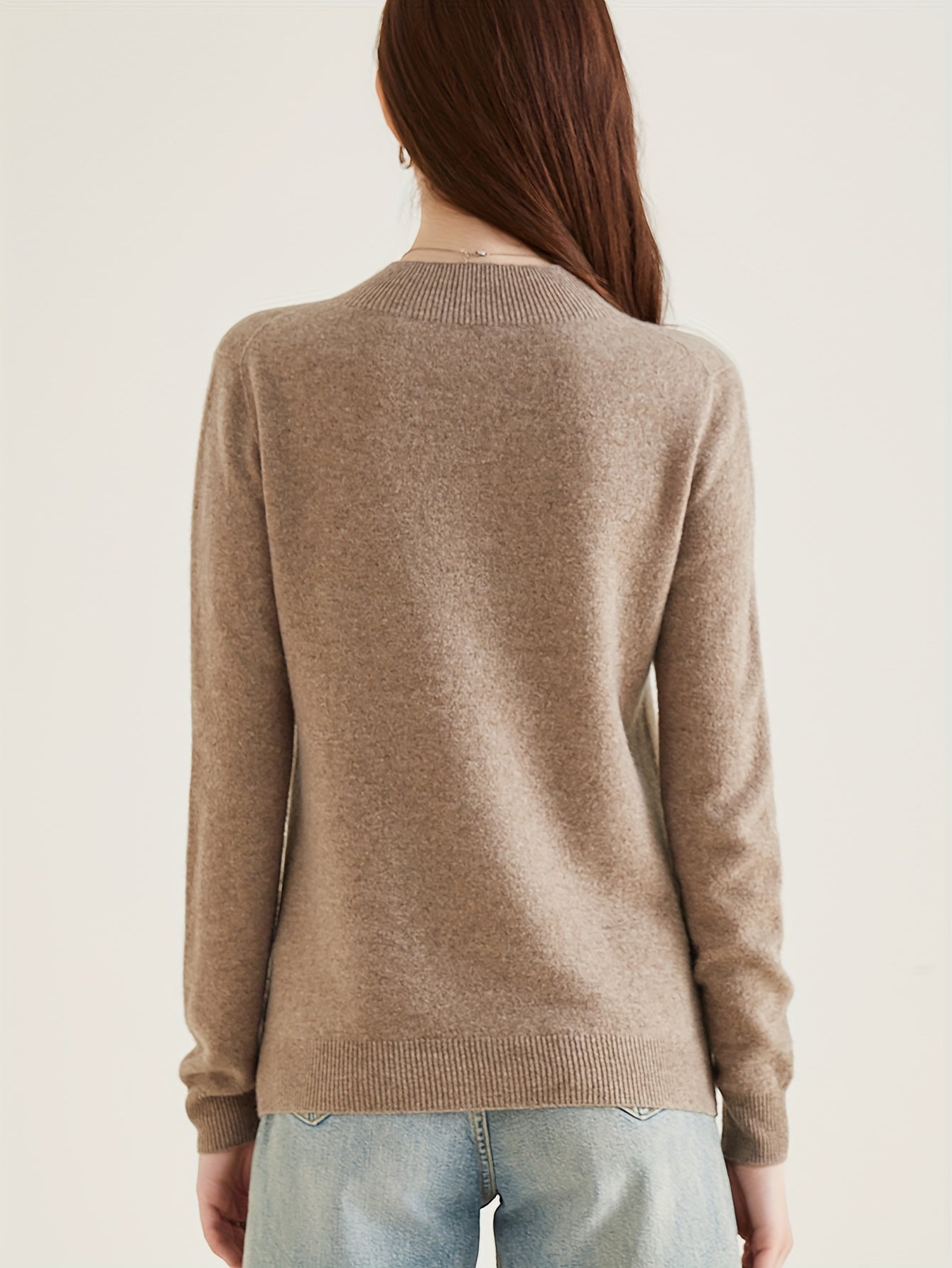 Sweater with high collar and wool sleeves