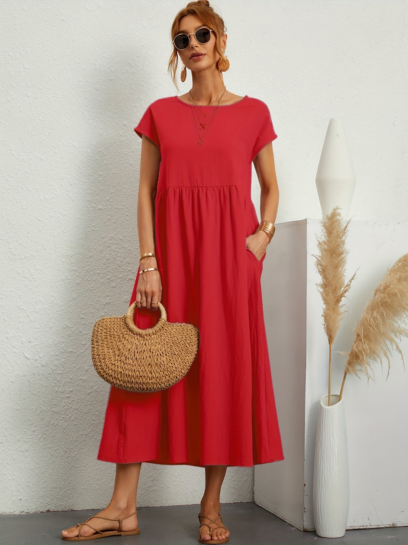 casual summer dress with loose pockets