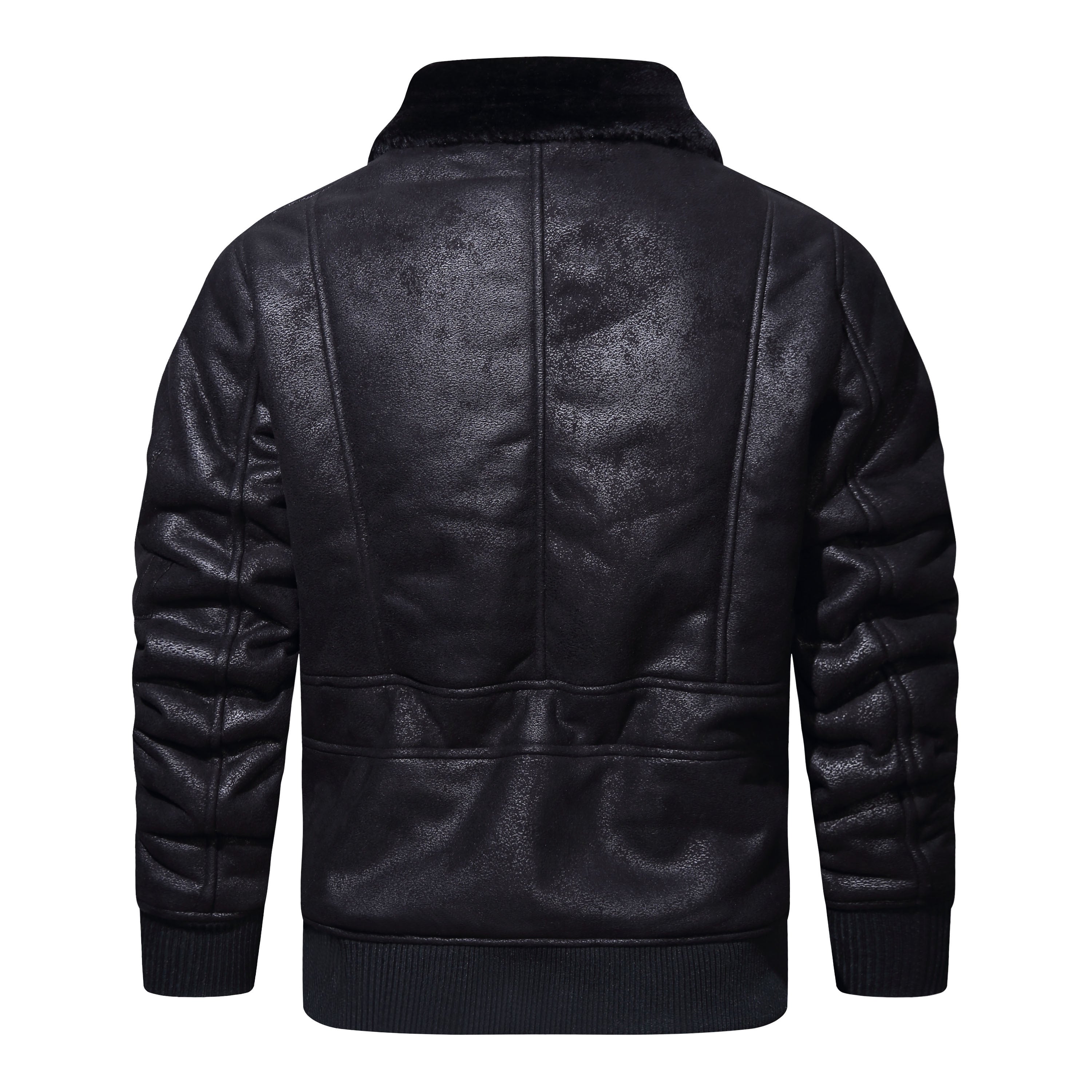 Warm fleece PU leather jacket