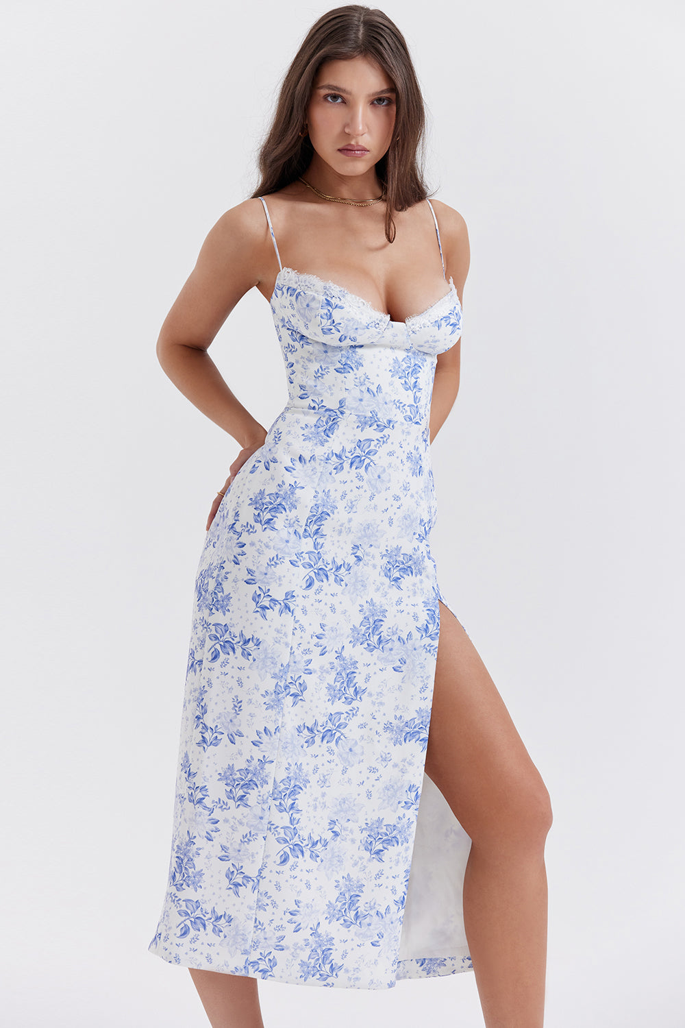 Print corset midi sundress