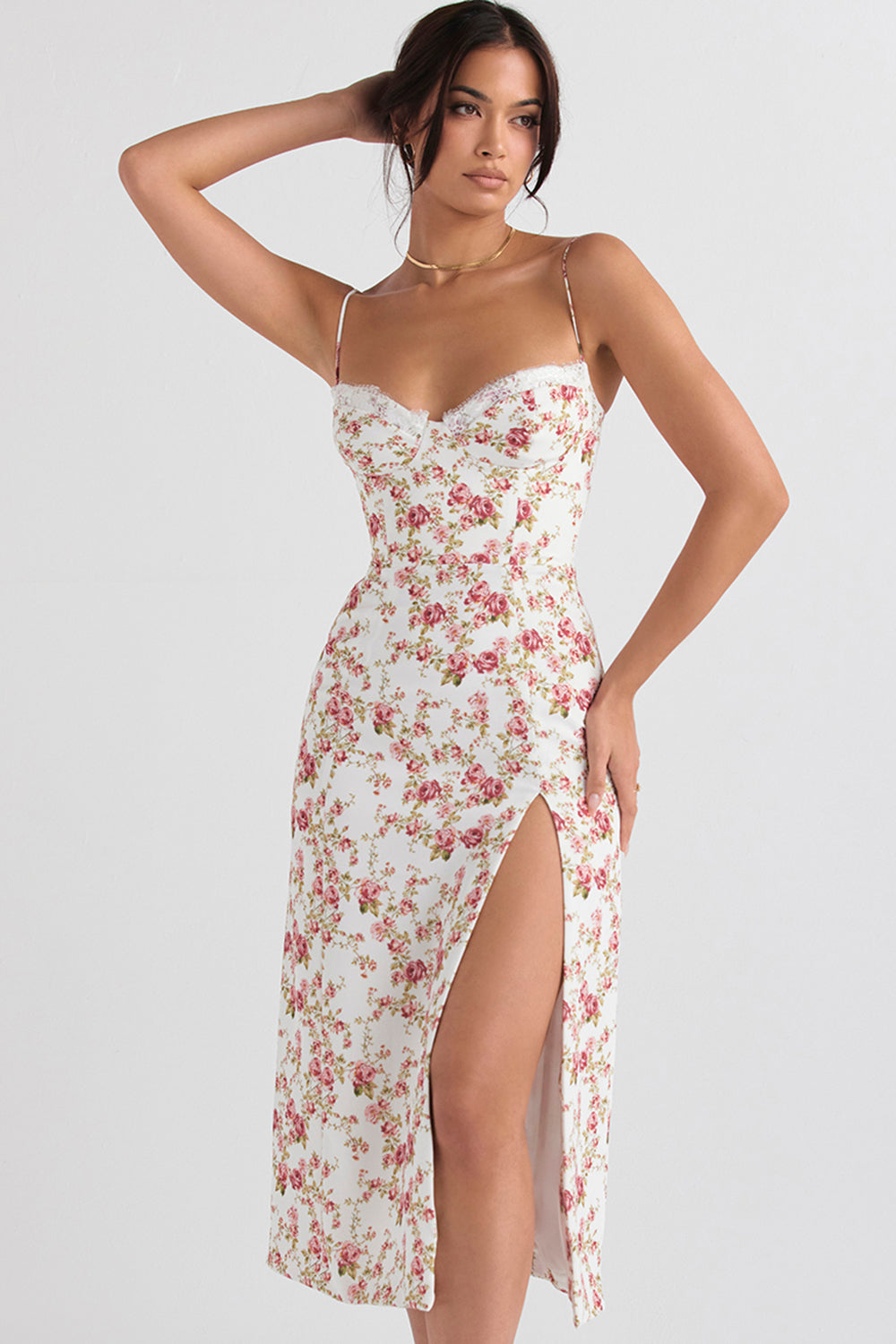 Print corset midi sundress