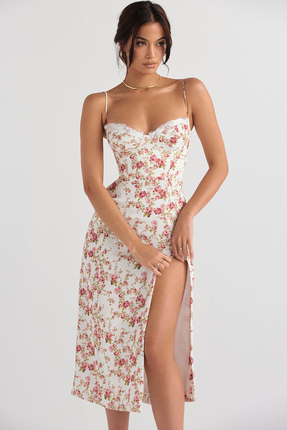 Print corset midi sundress