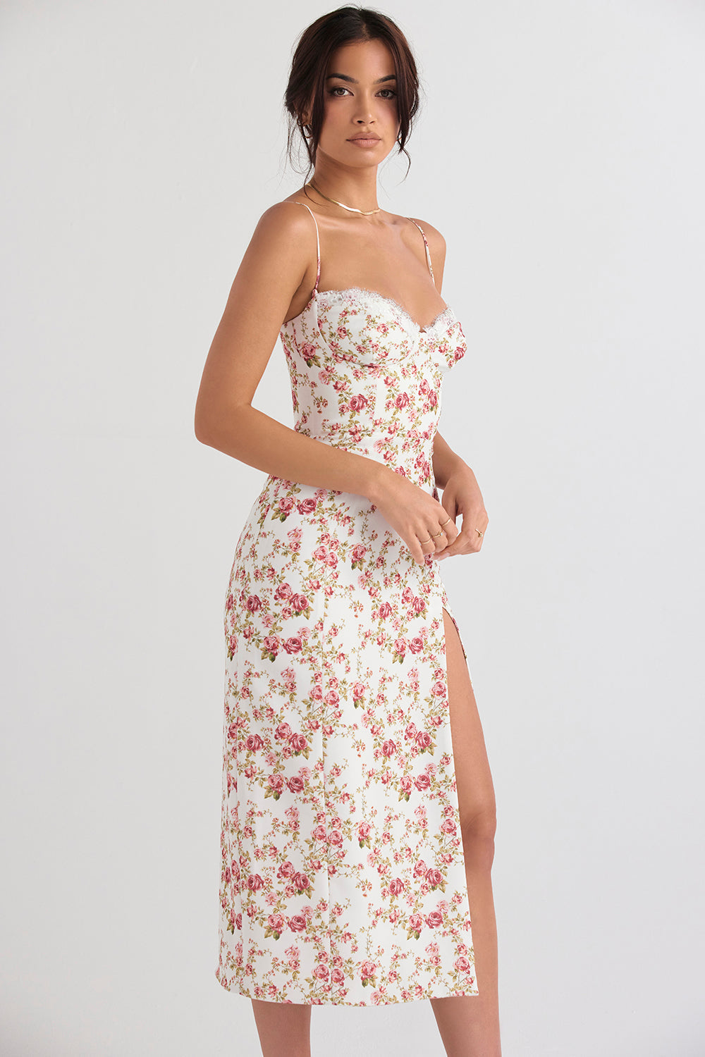 Print corset midi sundress