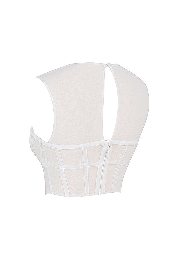 Mistress Rocks white mesh cut out corset top