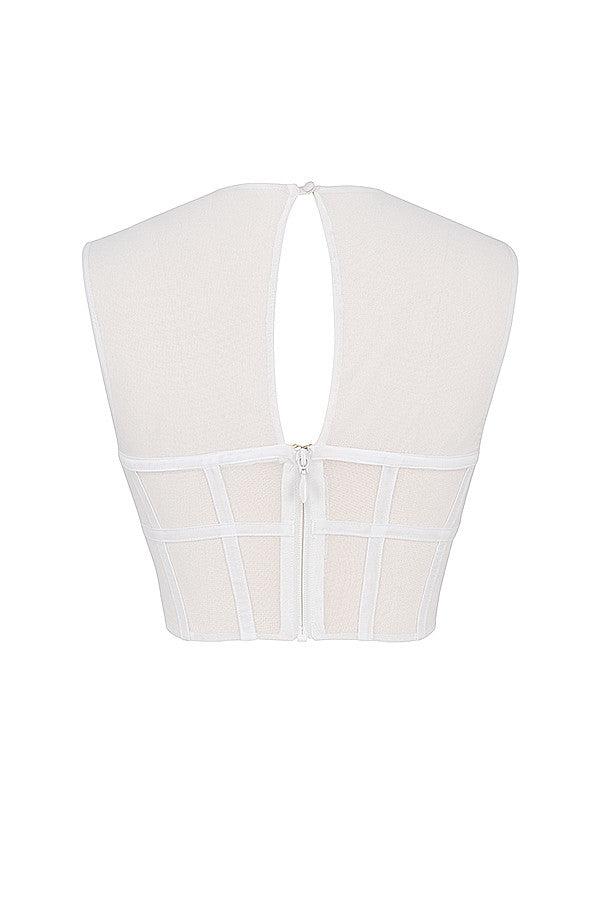 Mistress Rocks white mesh cut out corset top