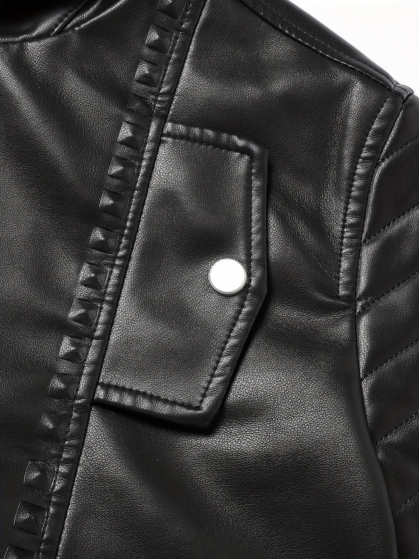 Warm thick leather biker jacket