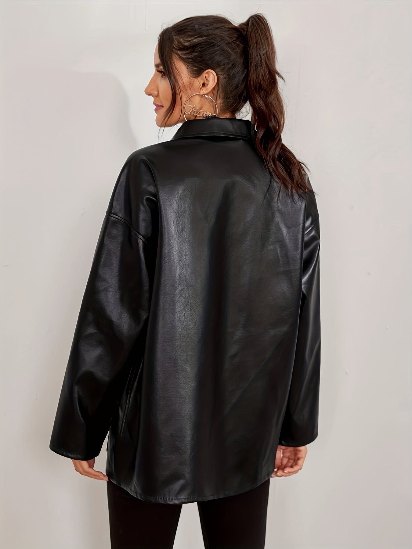 Black leather jacket for women