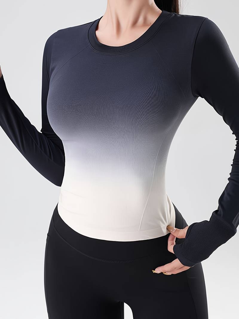 Long sleeve sports top with color gradient