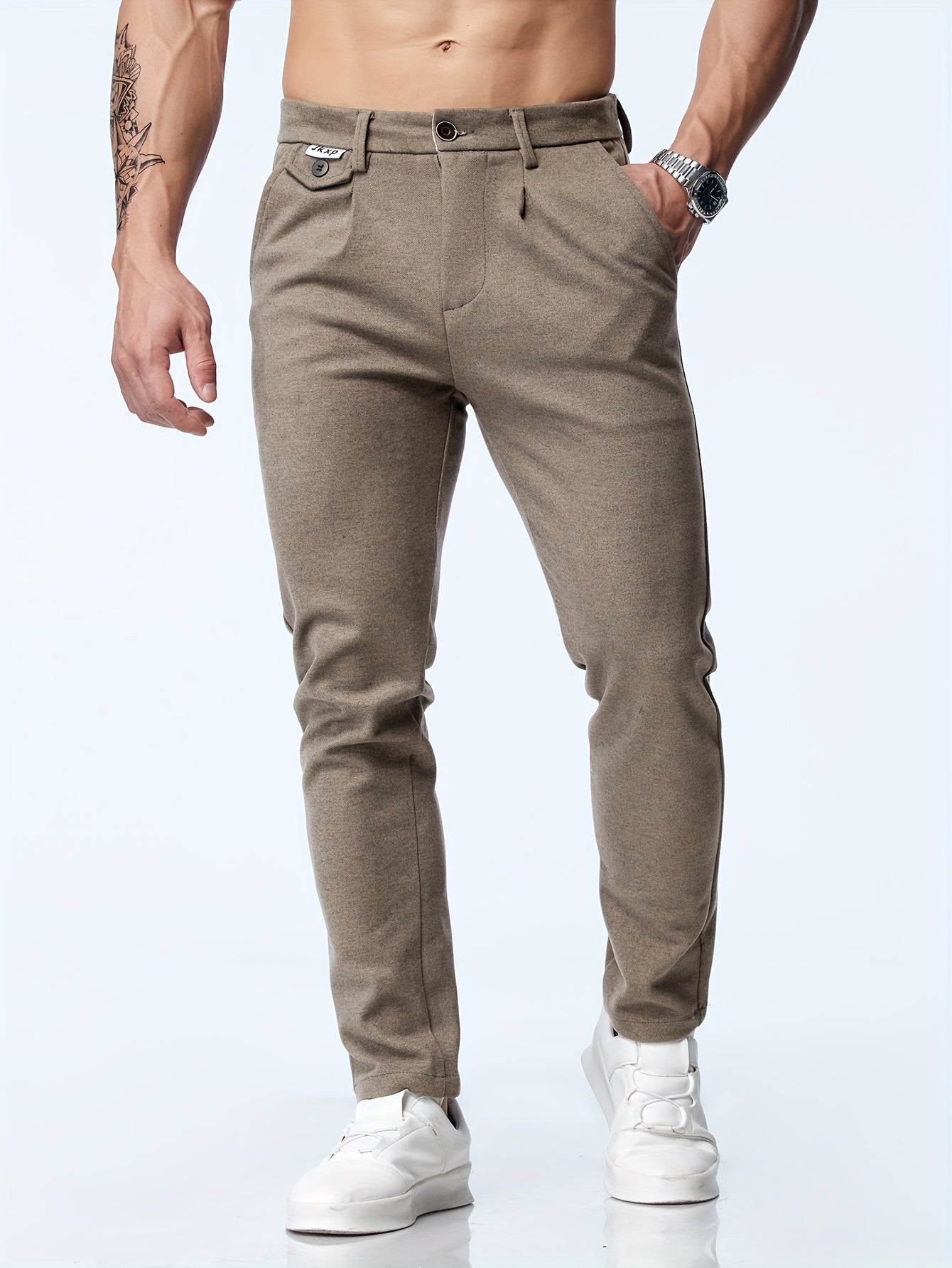 Casual straight stretch trousers for men