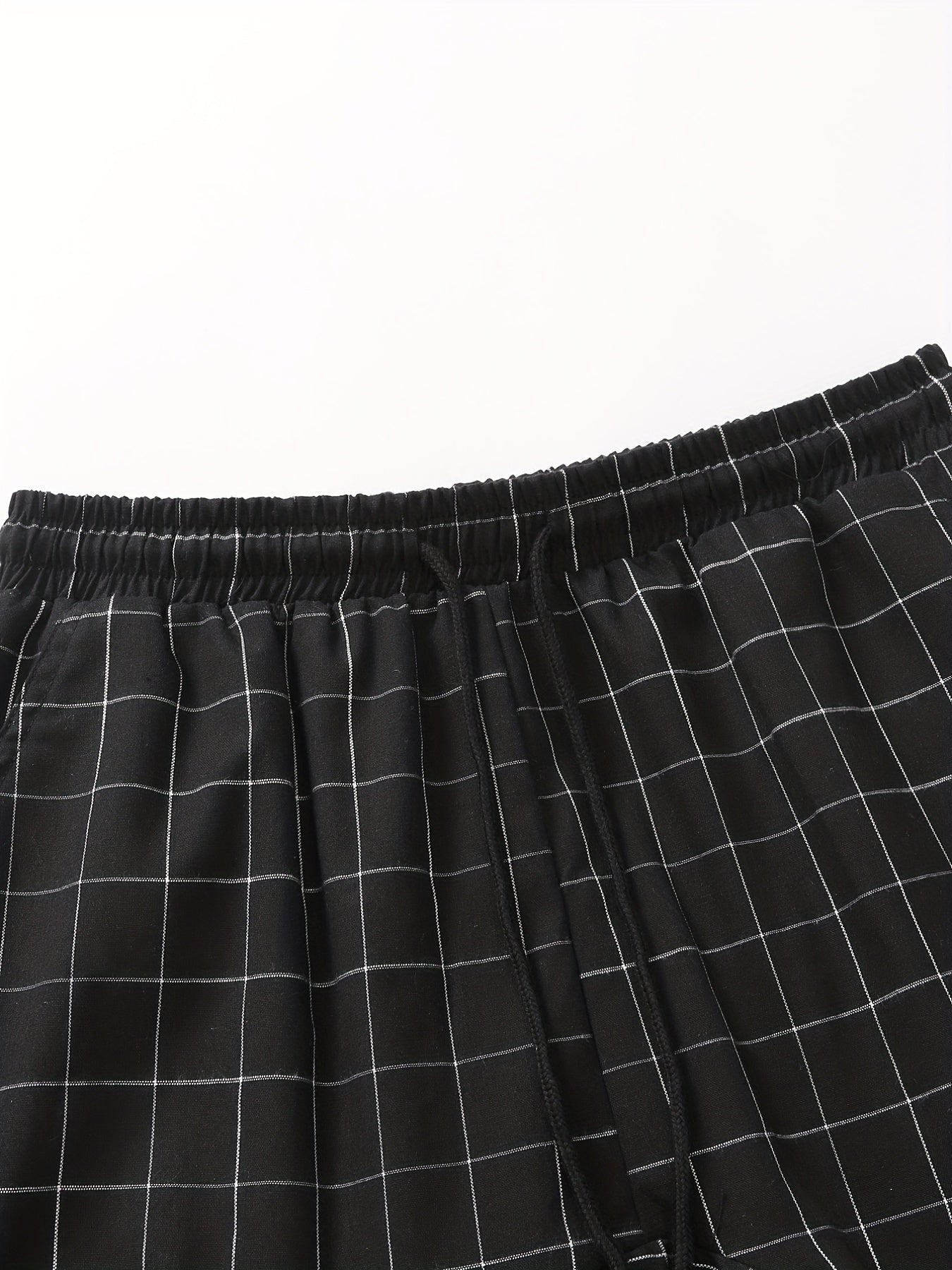 Checked jogging pants with drawstring