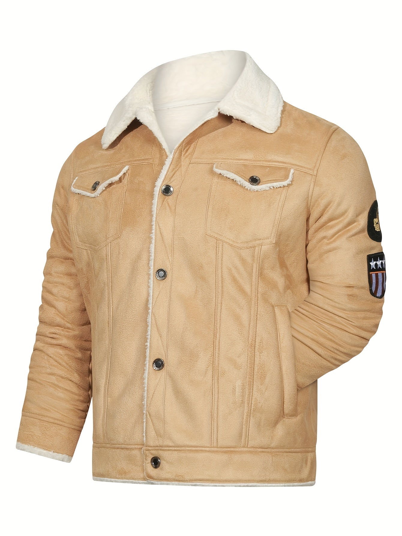 Faux leather fleece jacket for men