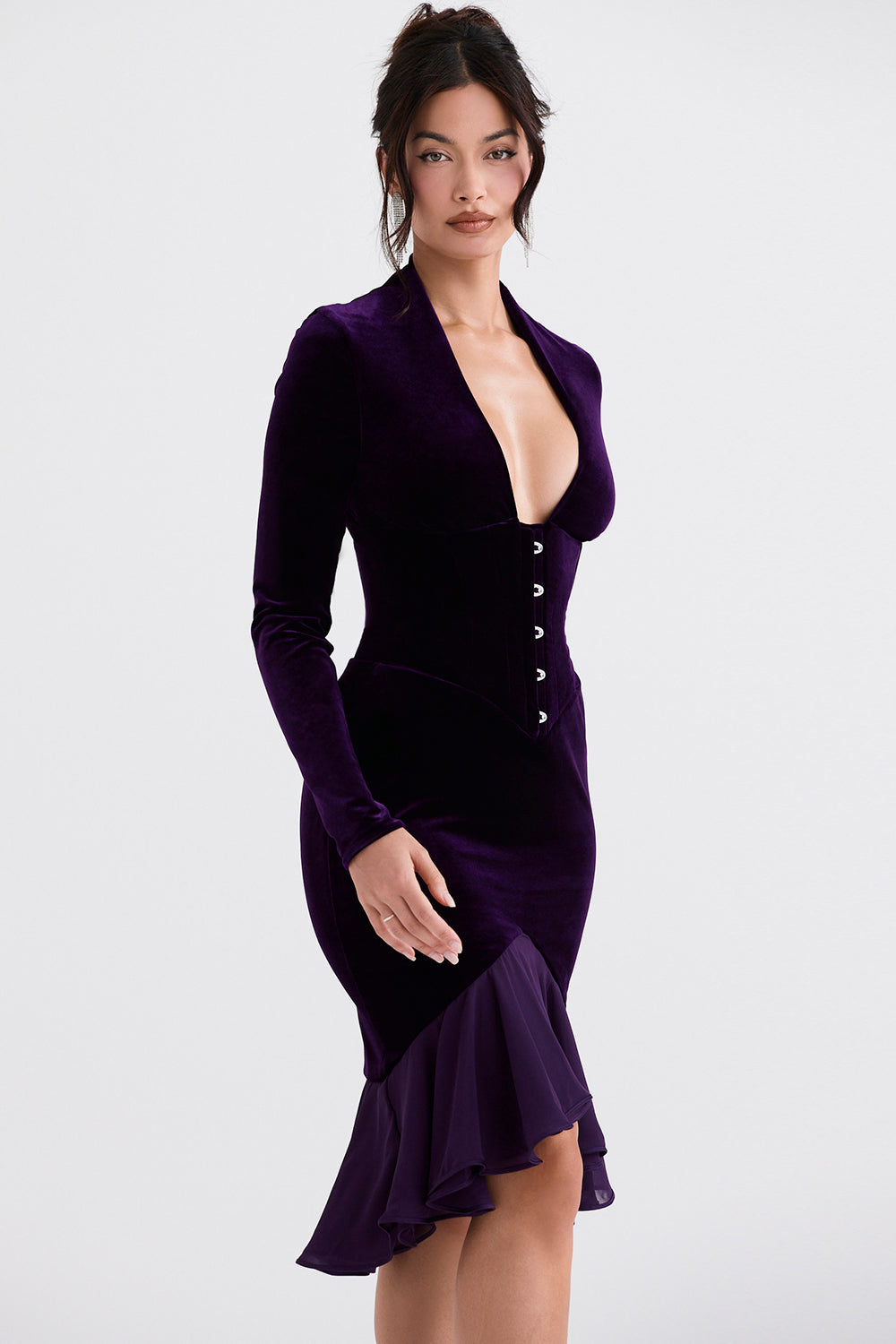 Dark purple velvet corset dress