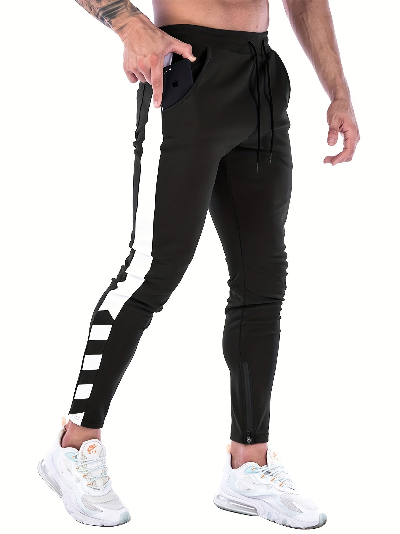 Casual sports pants with elastic waist and drawstring