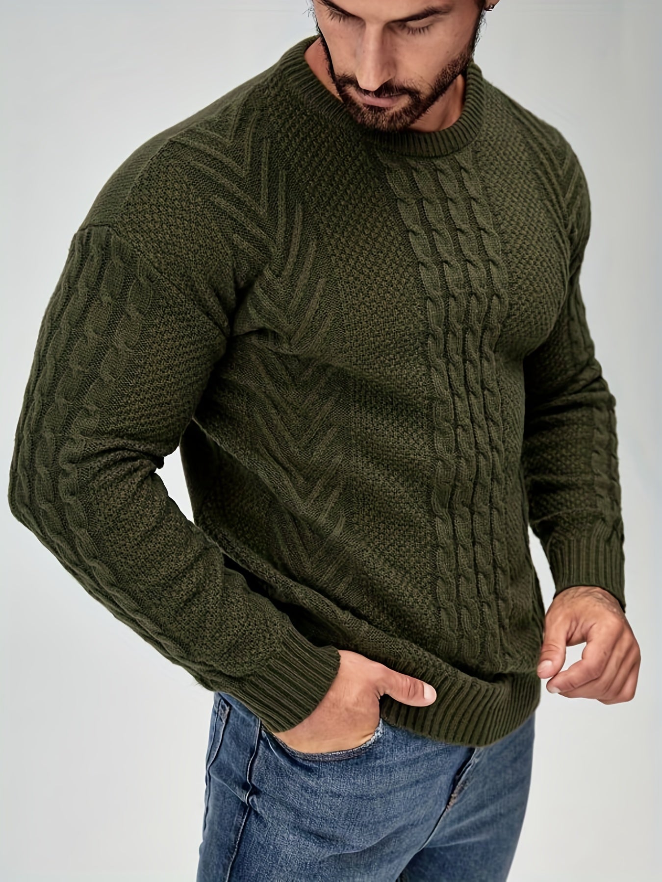 Knitted sweater with high stretch for men