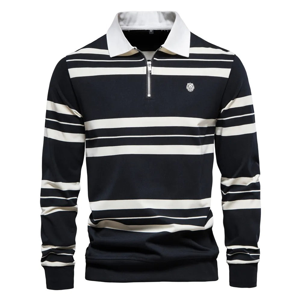 Striped polo with long sleeves